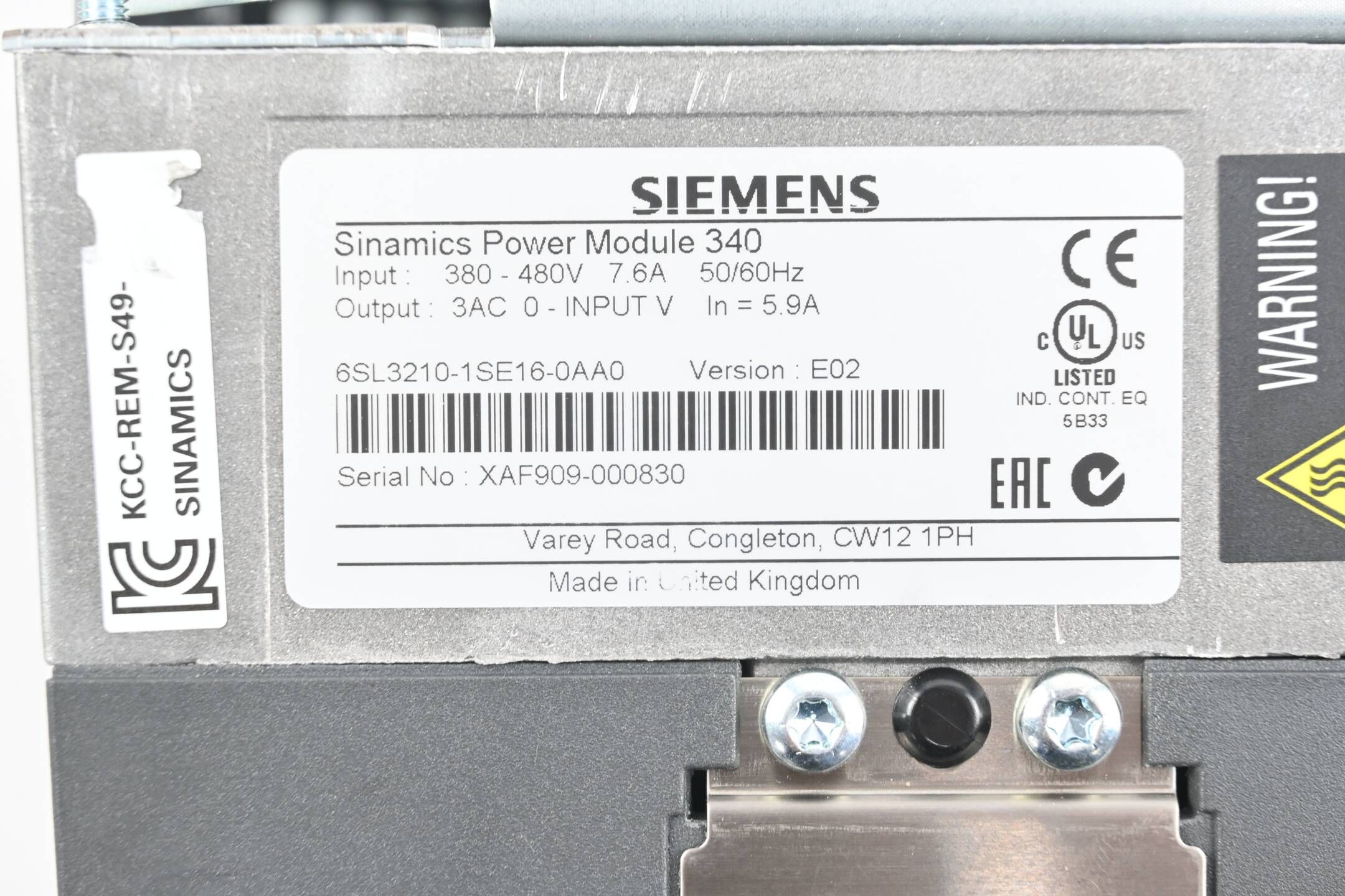 Siemens Sinamics Power Module 340 6SL3210-1SE16-0AA0 ( 6SL3 210-1SE16-0AA0 ) E02
