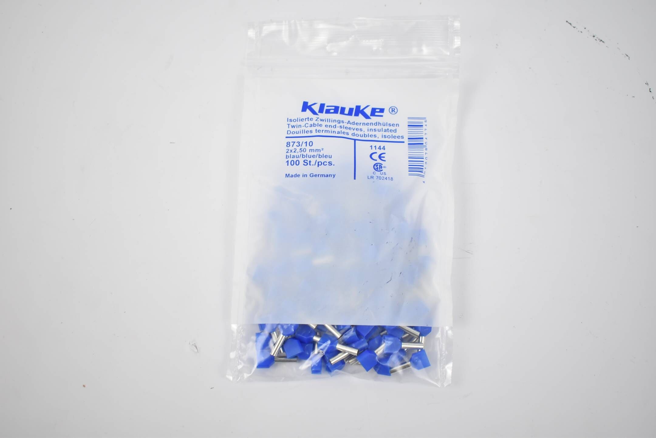 Klauke Isolierte Zwillings-Aderendhülsen 873/10 blau 100 Stück