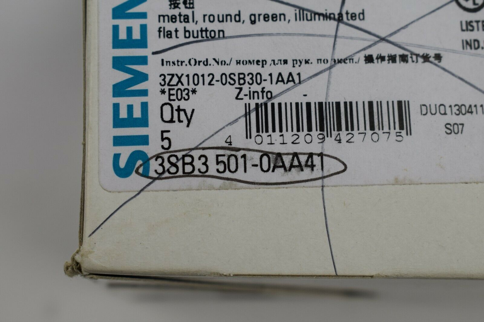 Siemens Drucktaster 3SB3 501-0AA41 ( 3SB3501-0AA41 )
