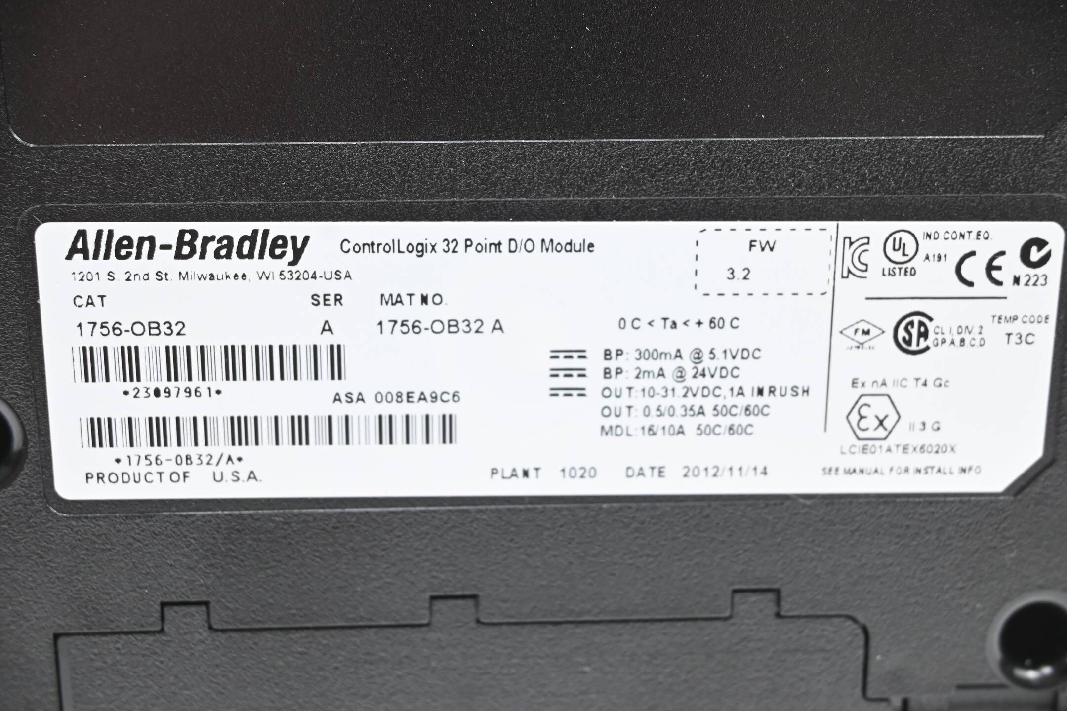 Allen Bradley ControlLogix 32 Point D/O Module 1756-OB32 ( 1756-OB32 A )