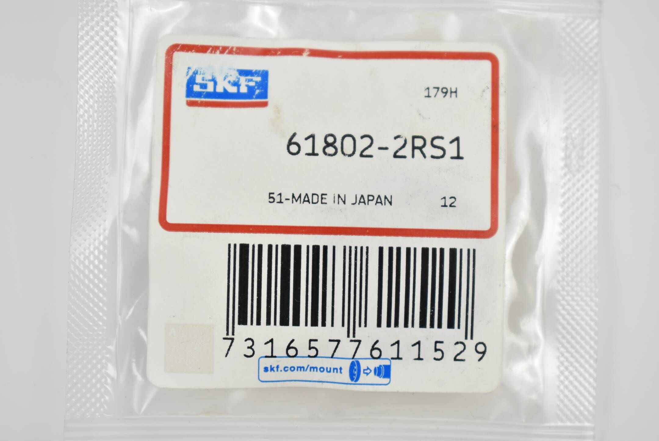 SKF Rillenkugellager 61802-8RS1 (Außen-Ø24mm / Innen-Ø15mm / Breite 5mm )