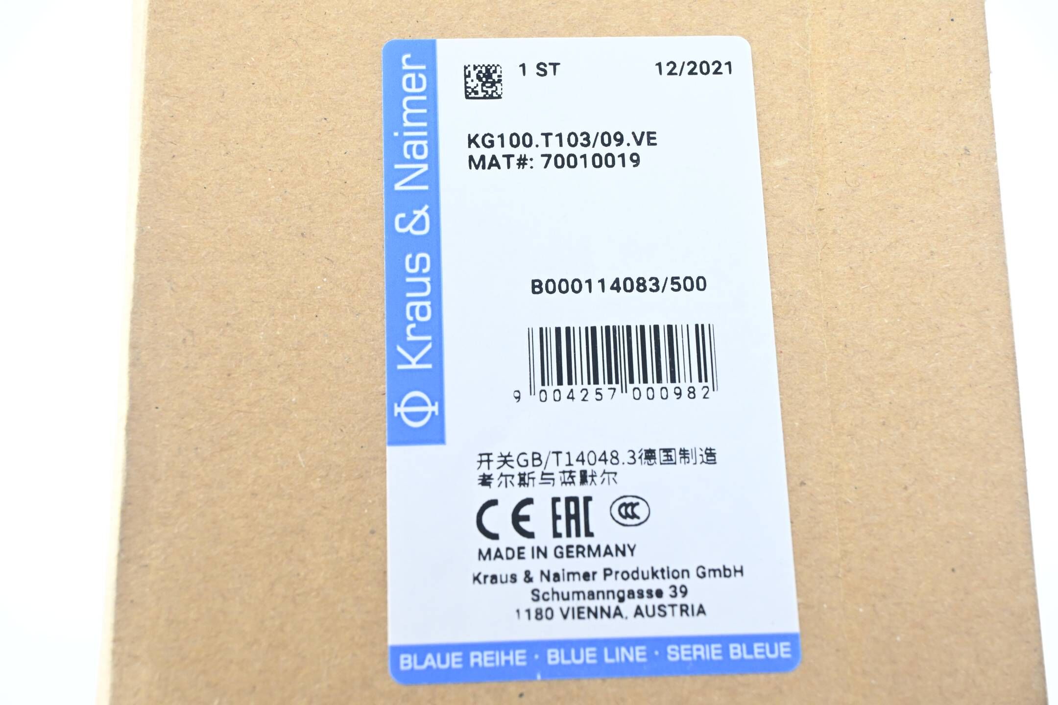 Kraus & Naimer Lasttrennschalter KG100.T103/09.VE ( 70010019 )