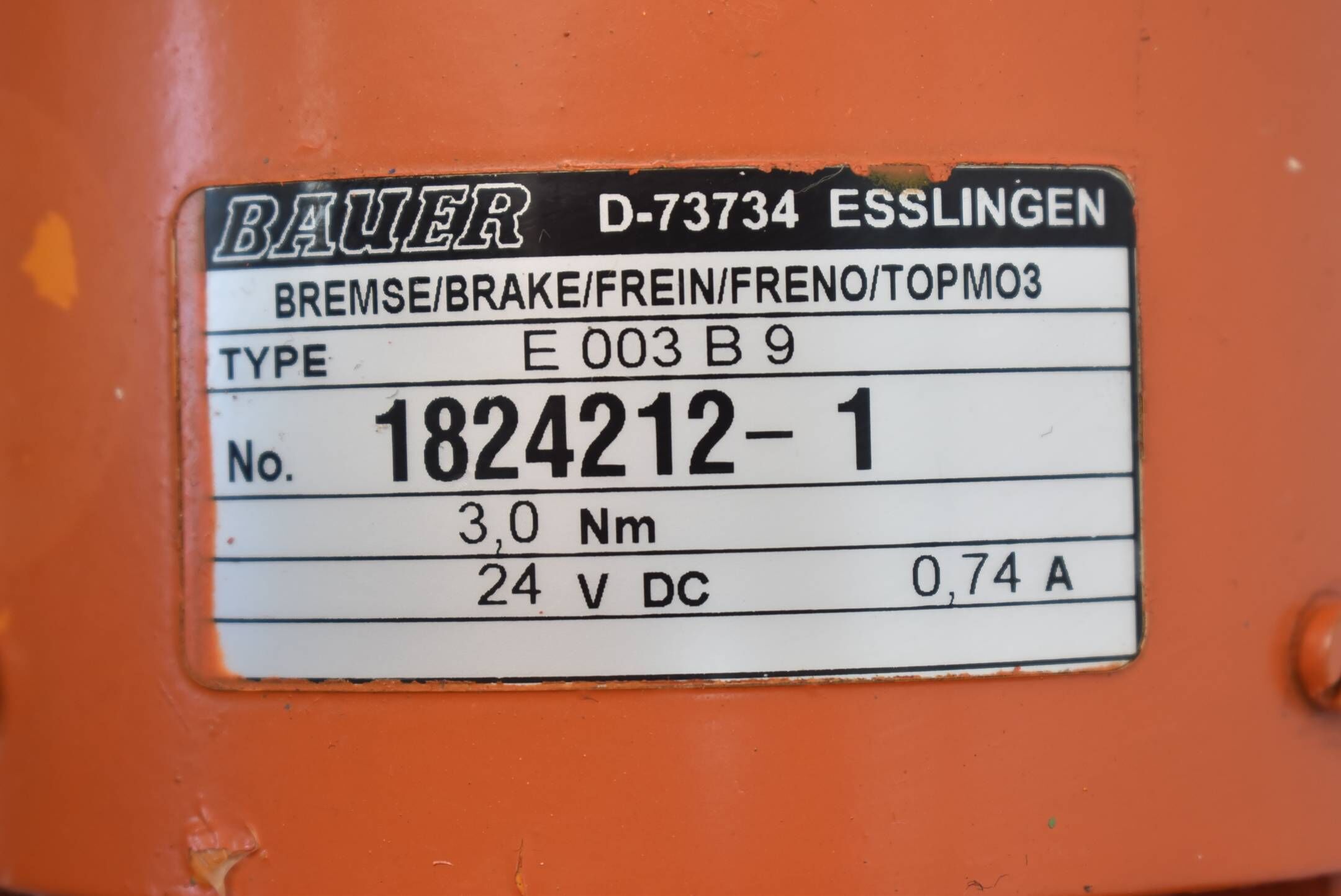 Bauer Getriebemotor BS03-74V/D06LA4-K/E003B9 ( 1824212-1 ) + E 003 B 9