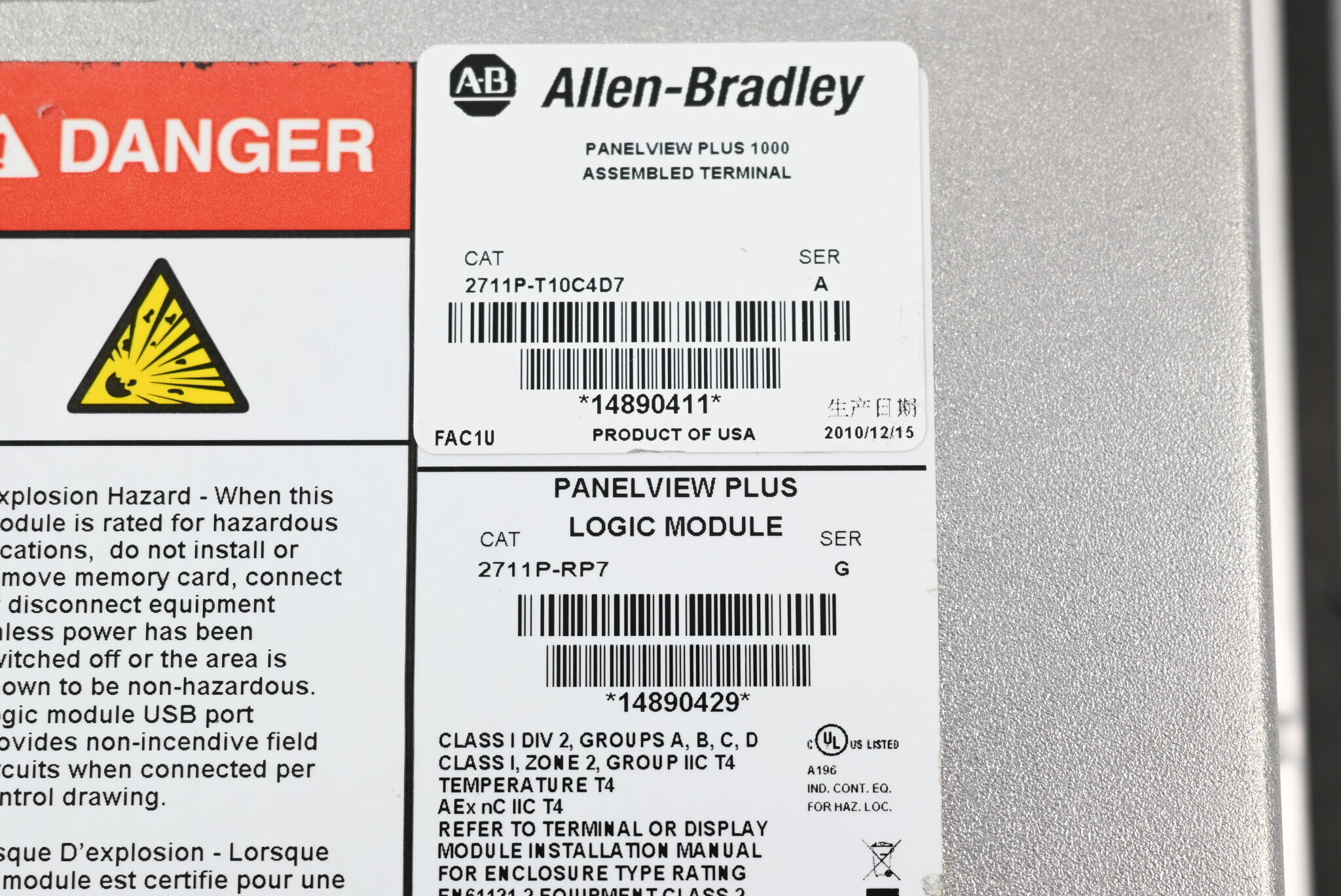 Allen-Bradley Panel Viel Plus 1000 2711P-RDT10C + 2711P-T10C4D7