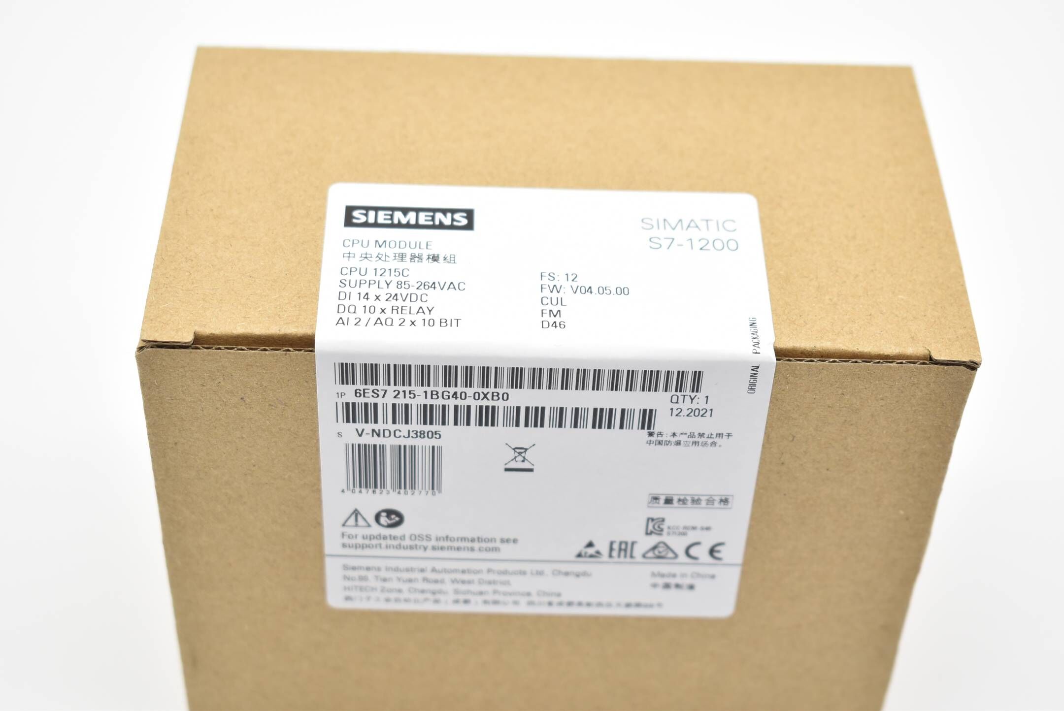 Siemens simatic S7-1200 CPU 1215C 6ES7 215-1BG40-0XB0 ( 6ES7215-1BG40-0XB0 ) E12