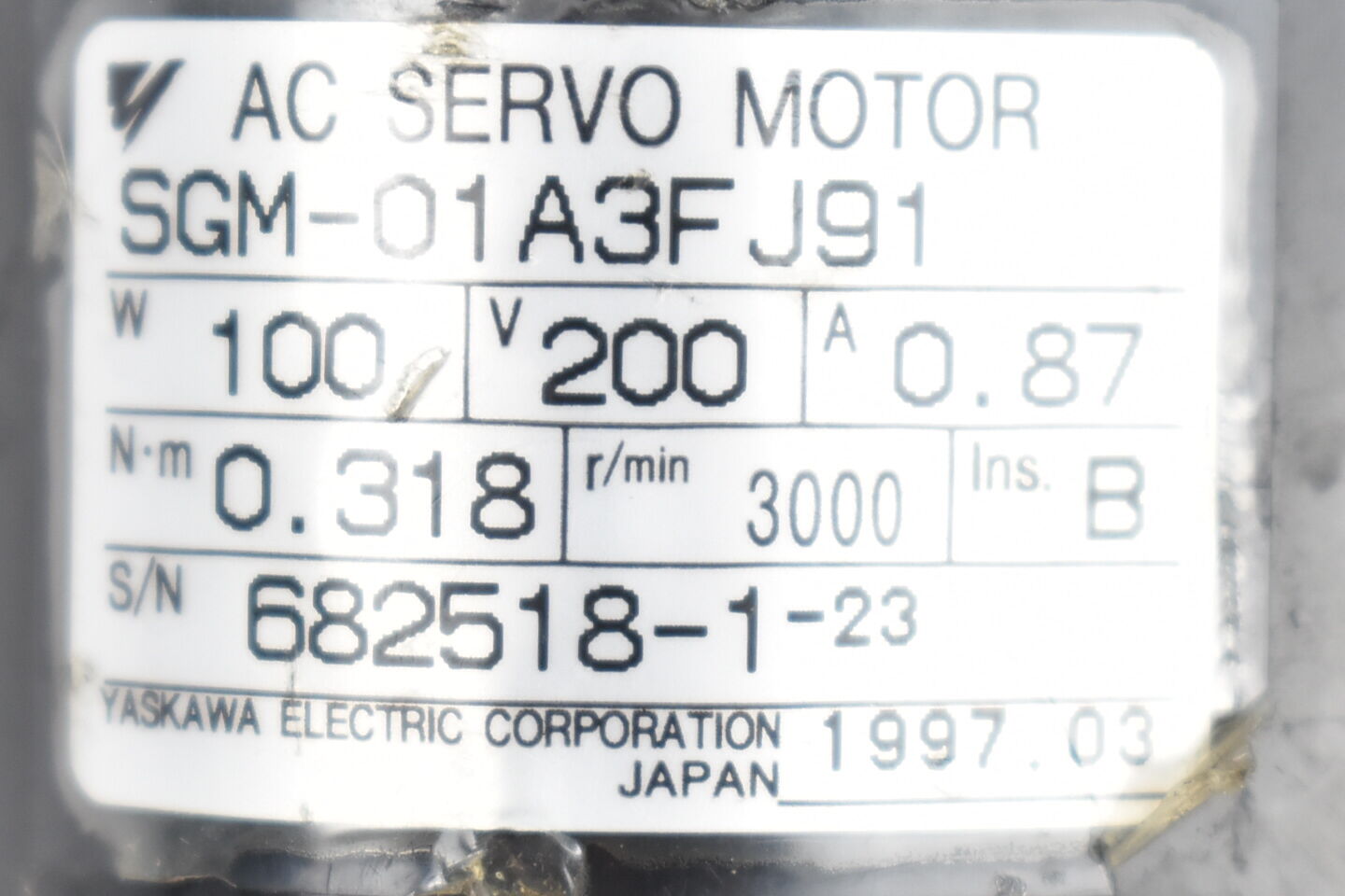 Yaskawa AC Servomotor SGM-01A3FJ91 ( 100W 3000U/min. )