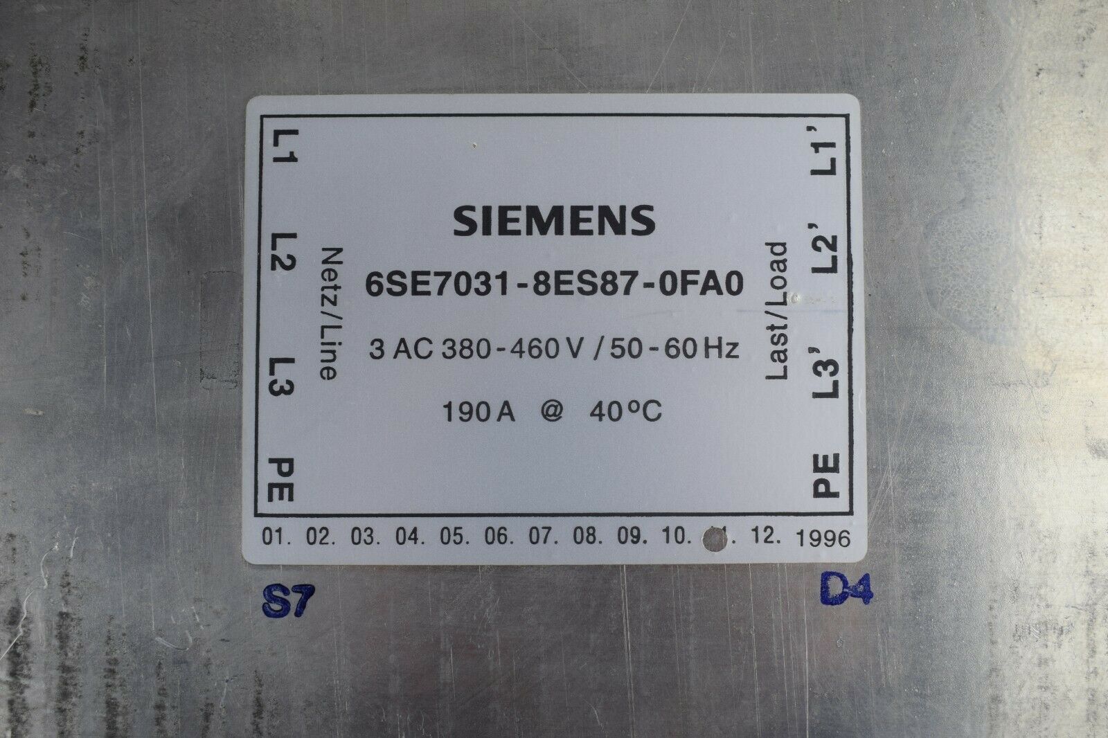 Siemens simovert Funkenstörfilter 6SE7 031-8ES87-0FA0 ( 6SE7031-8ES87-0FA0 )