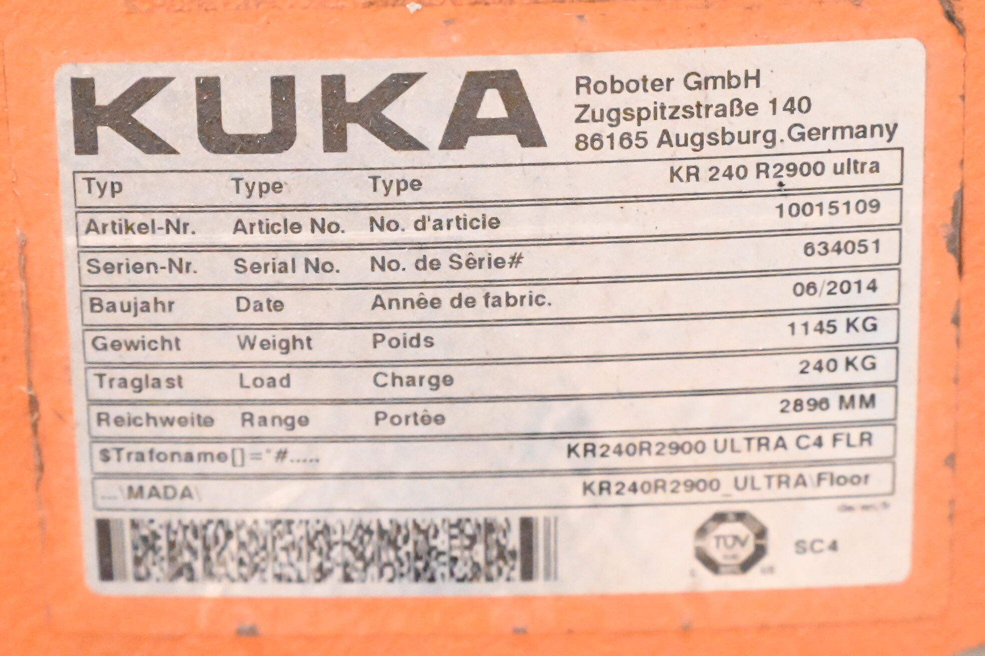 Kuka Industrieroboter KR240 R2900 ultra inkl. Schaltschrank KRC4 + 00-168-334 5