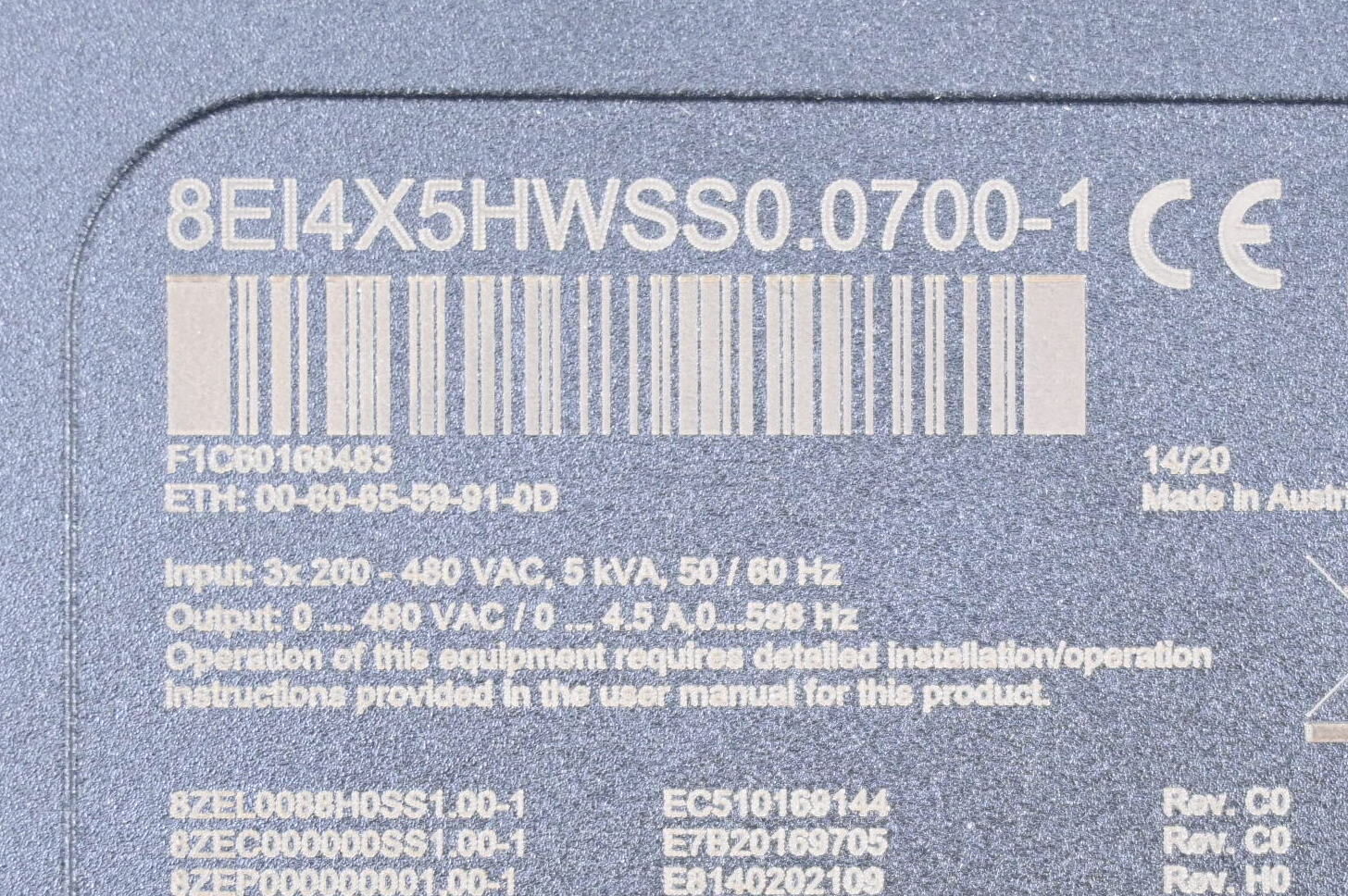 B&R Automation Acopos P3 Servoverstärker 8EI4X5HWSS0.0700-1