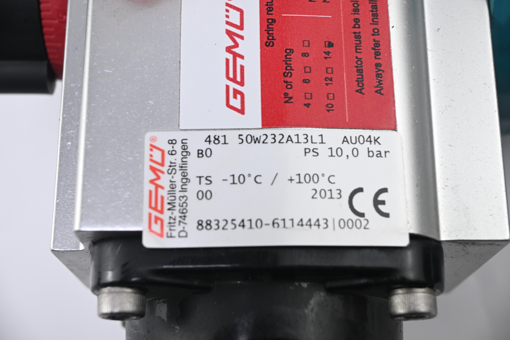 Gemü Victoria Absperrklappe 481 50W232A13L1 inkl. 480 50W232A13LF05