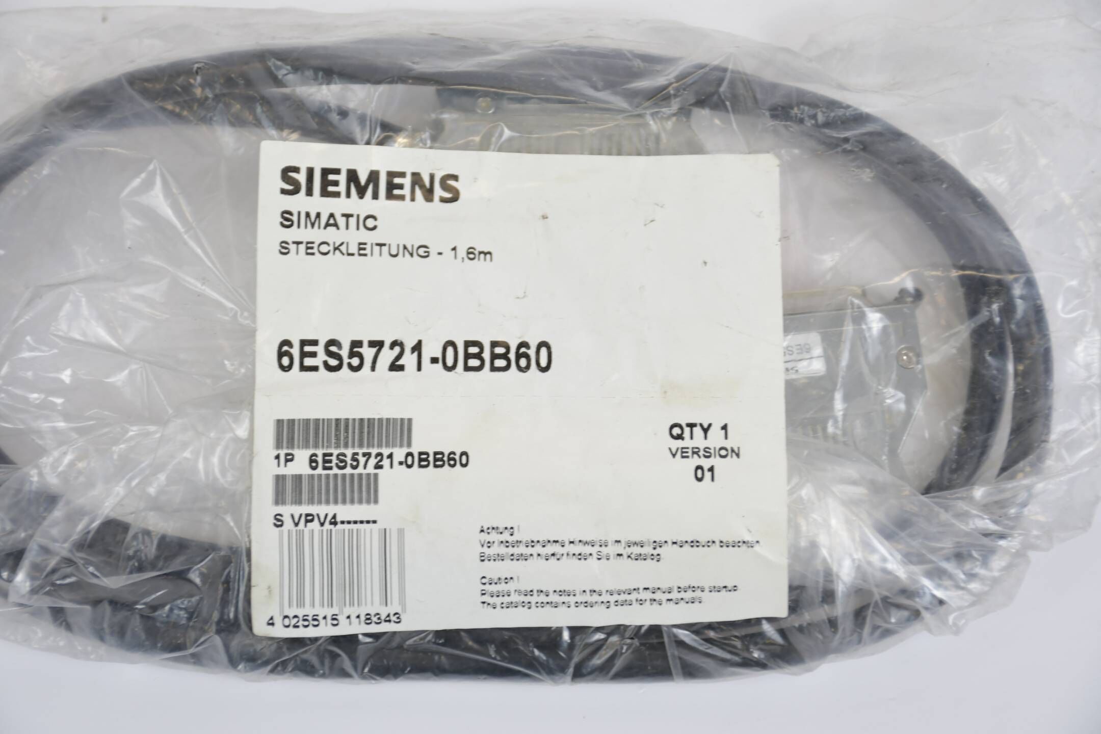Siemens Simatic S5 Steckleitung 1,6m  6ES5721-0BB60 ( 6ES5 721-0BB60 )