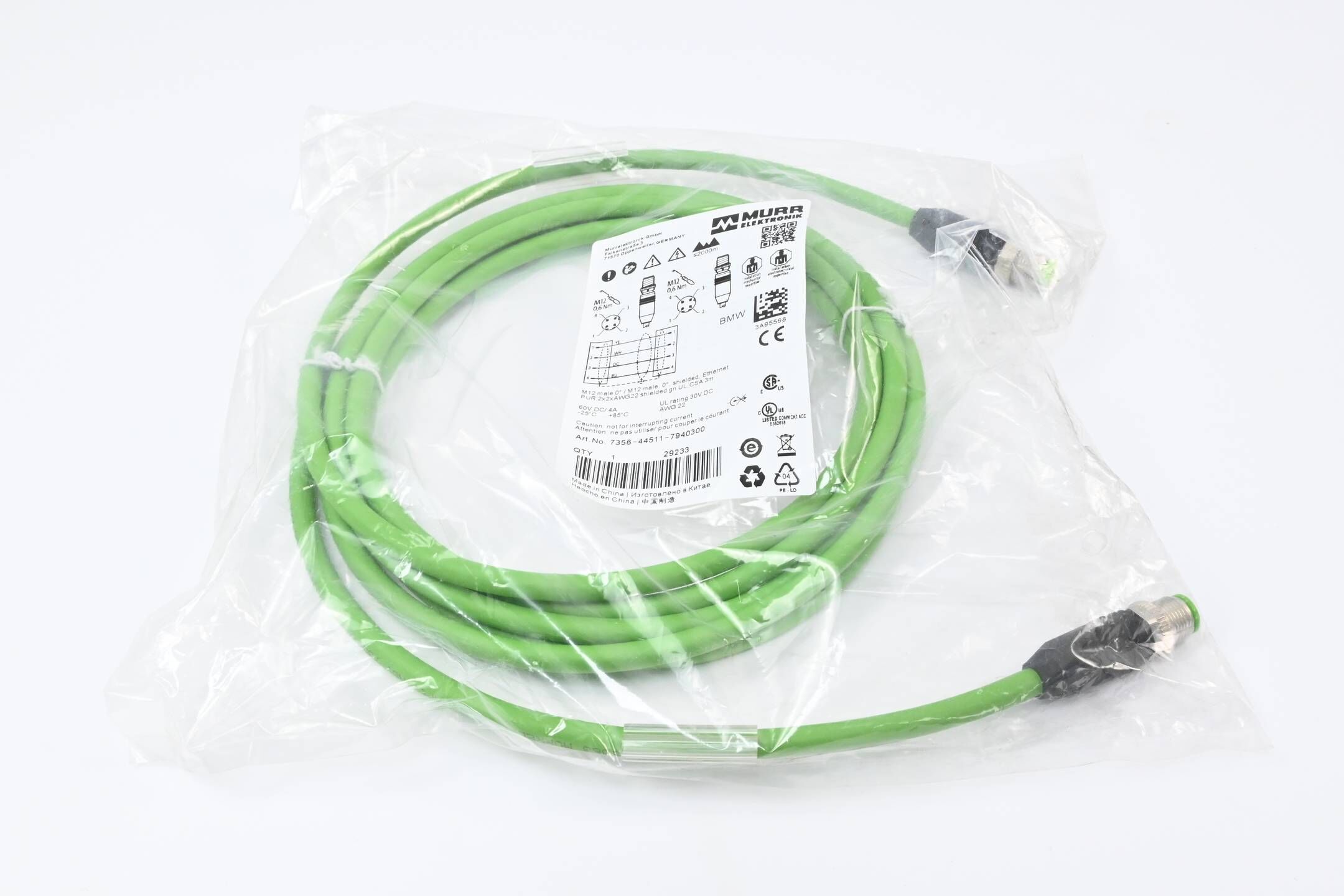 Murr Elektronik M12 St. 0° / M12 St. 0° geschirmt, Ethernet / 7356-44511-7940300