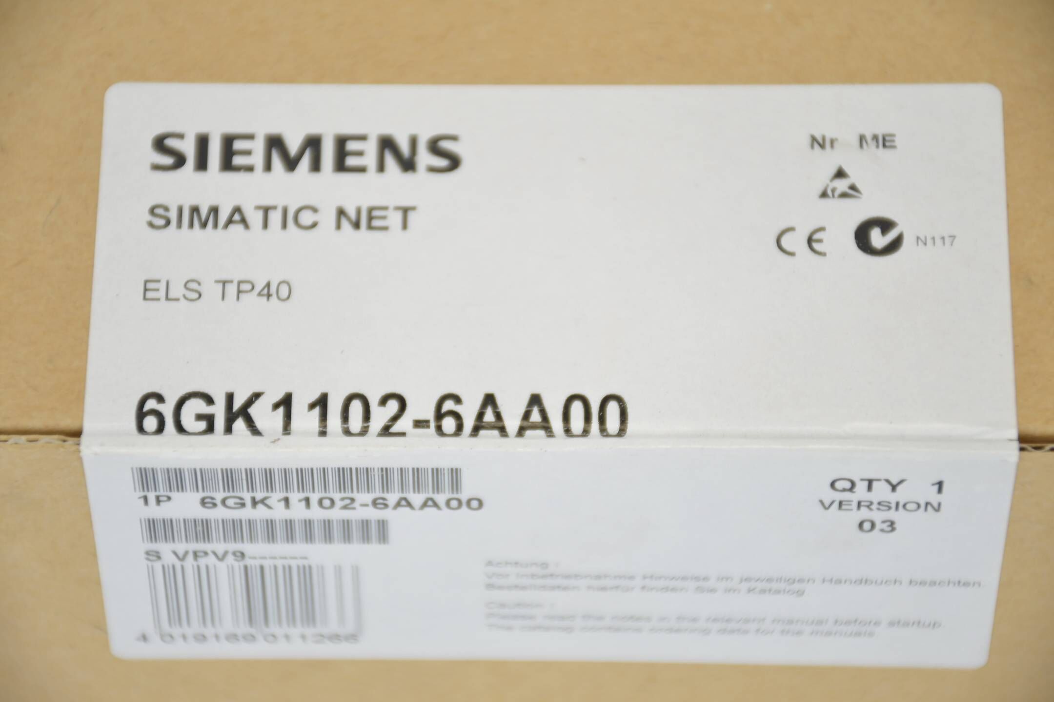 Siemens simatic NET ELS TP40 Lean Switch 6GK1102-6AA00 ( 6GK1 102-6AA00 ) Ver 03