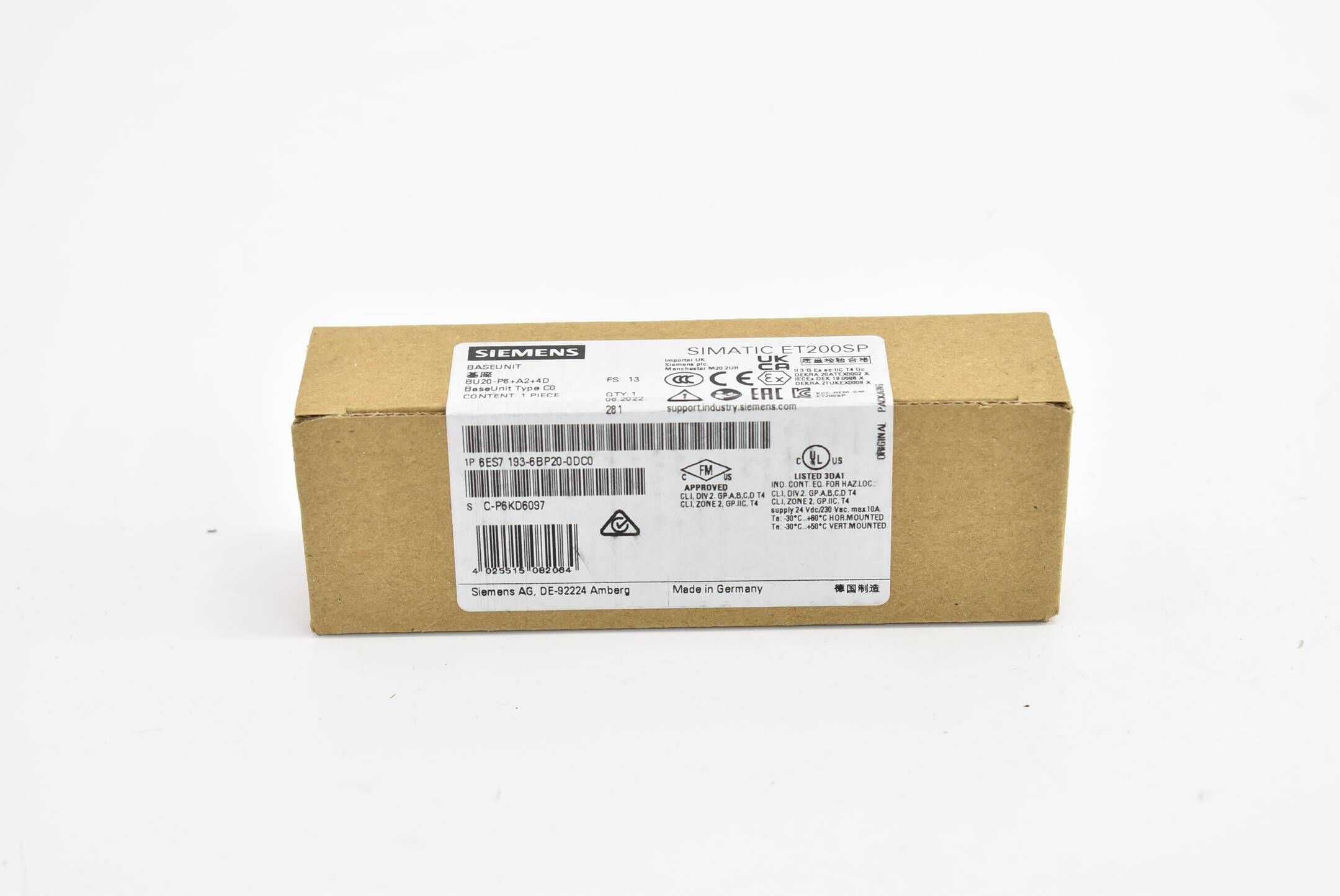 Siemens Simatic ET200SP Baseunit 6ES7193-6BP20-0DC0 ( 6ES7 193-6BP20-0DC0 ) E13