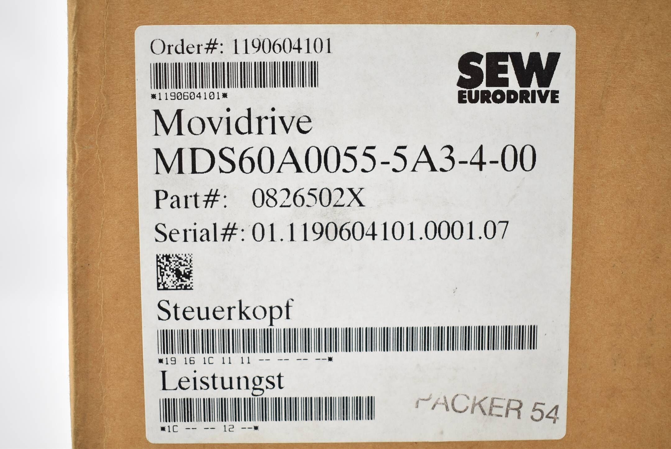 SEW Umrichter MDS60A0055-5A3-4-00 inkl. Leistungsteil MDX60A0055-5A3-4-00 + MDS