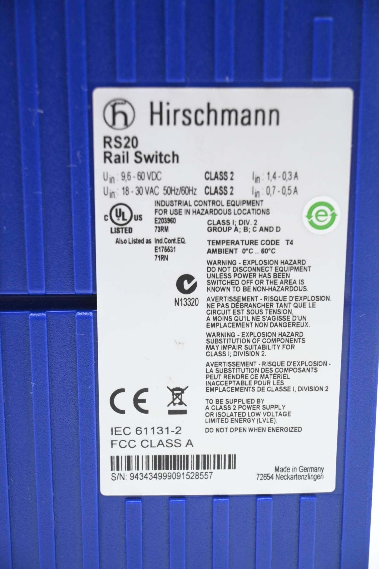 Hirschmann Rail Switch RS20 ( RS20-2400M2T1SDAEHH04.0.01 )