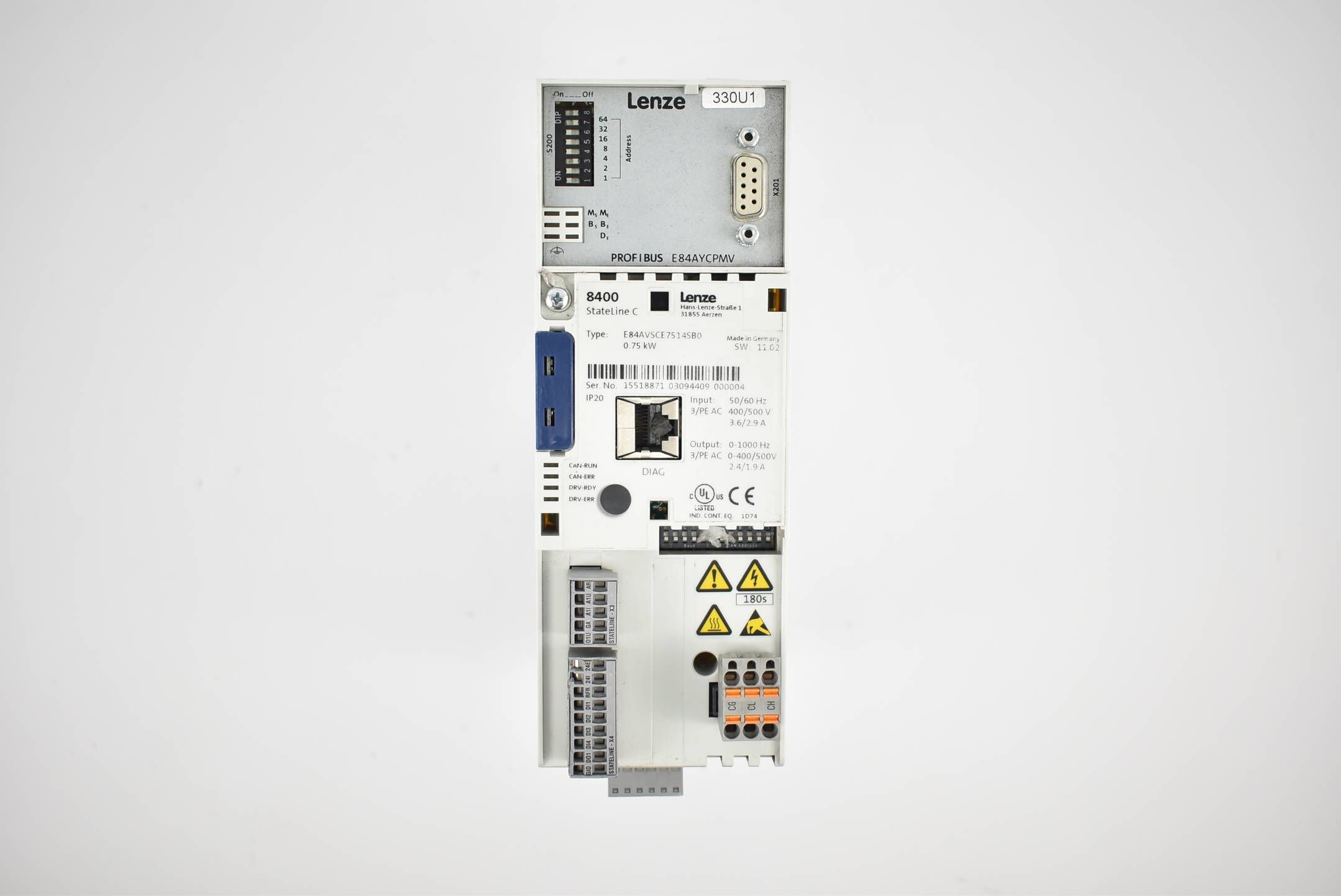 Lenze Frequenzumrichter 8400 StateLine C E84AVSCE7514SB0 ( 0,75kW )