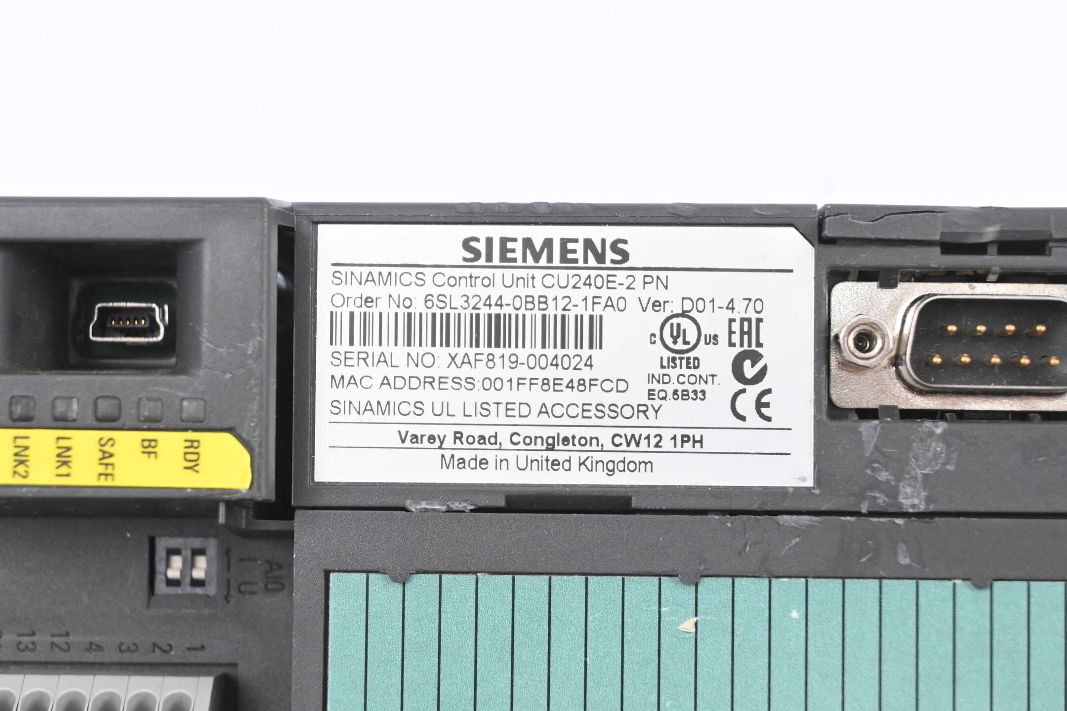 Siemens Sinamics CU240E-2 6SL3244-0BB12-1FA0 ( 6SL3 244-0BB12-1FA0 ) D01-4.70