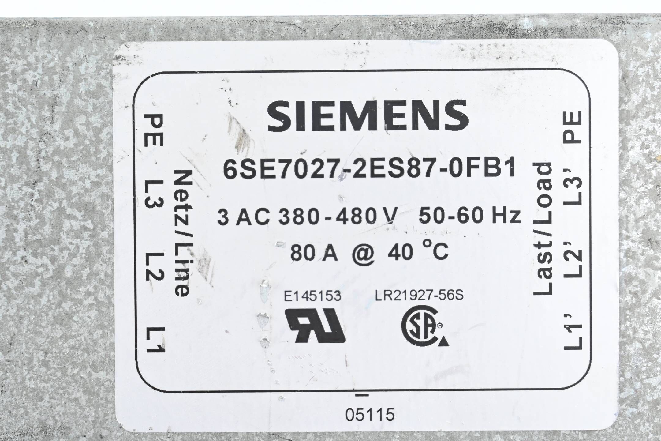 Siemens Simovert Funkentstörfilter 6SE7027-2ES87-0FB1 ( 6SE7 027-2ES87-0FB1 )