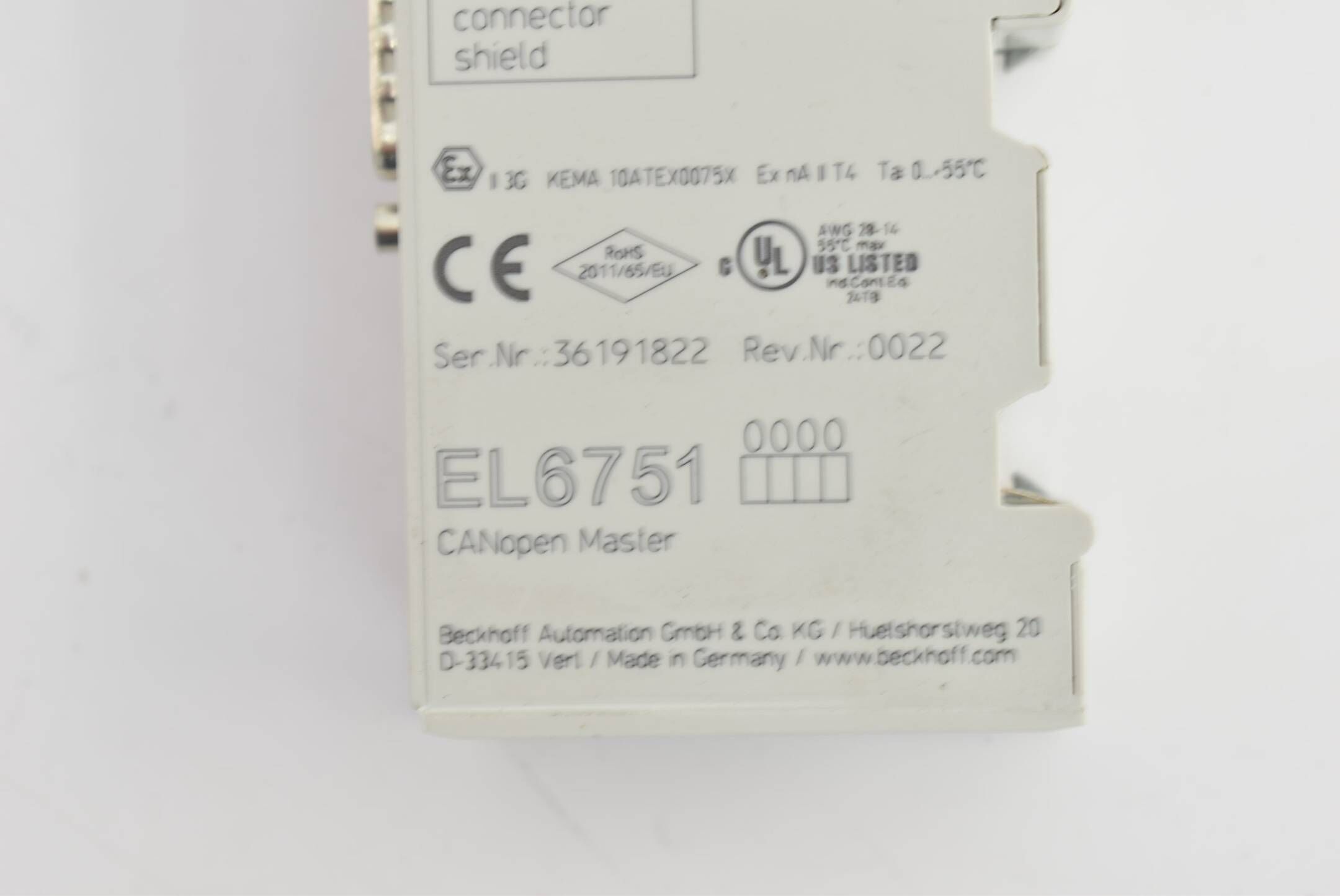 Beckhoff EtherCAT-Klemme CANopen Master EL6751 ( EL6751 )