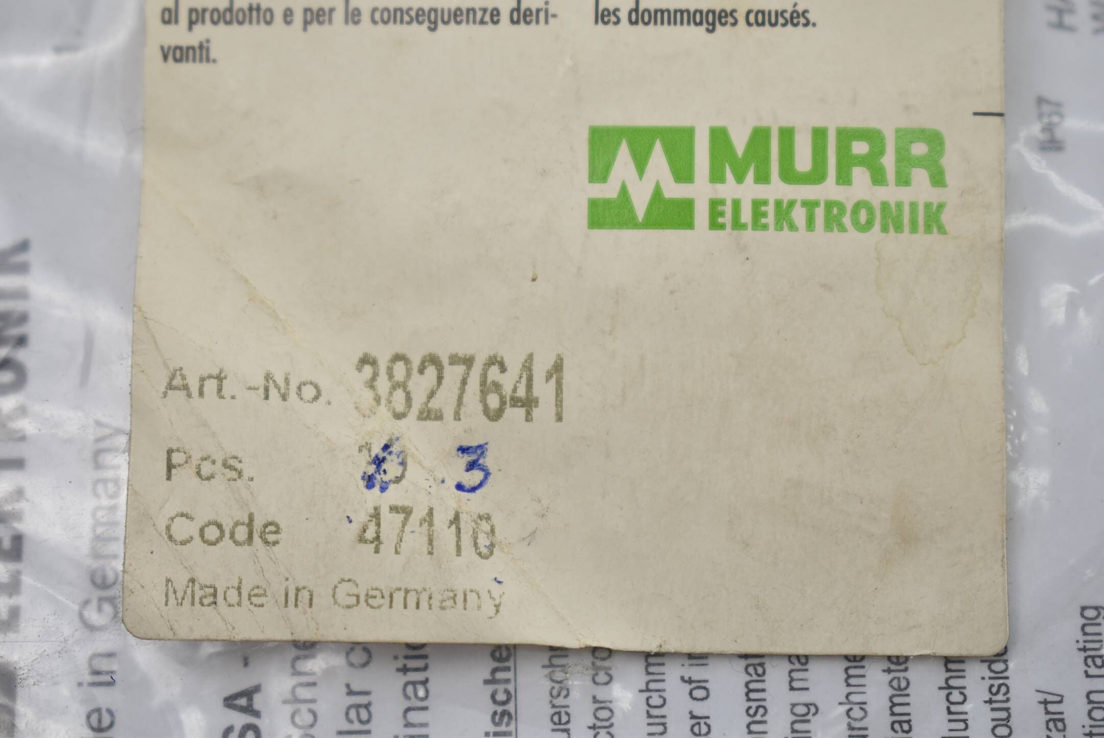 Murr Elektronik 3 Stück Adapter SAT 3Pol. + M8 Stecker ( 7000-08321-0000000 )