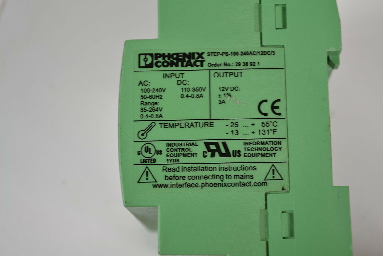Phoenix Contact step power STEP-PS-100-240AC/12DC/3 ( 29 38 92 1 ) 2938921