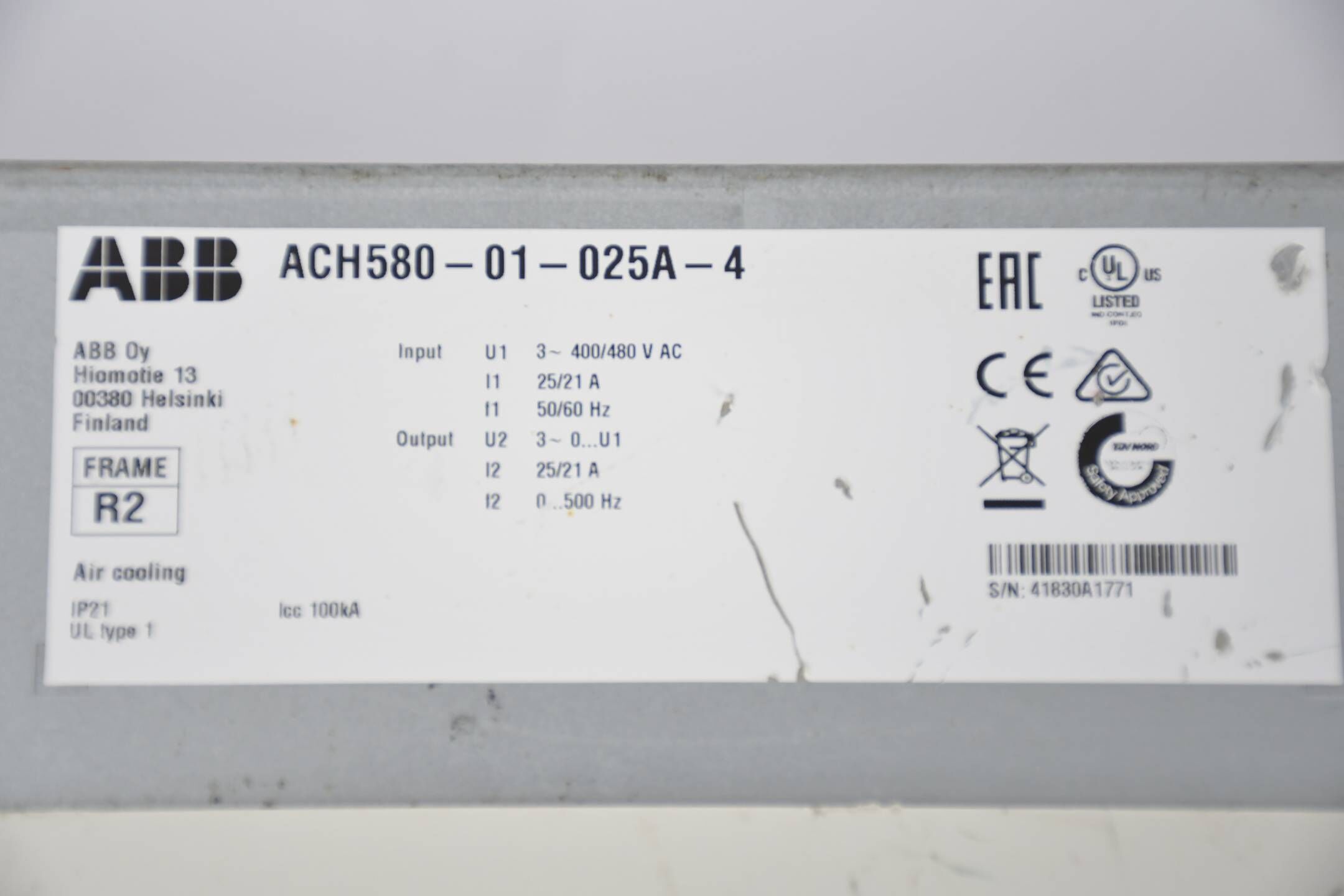 ABB Frequenzumrichter ACH580-01-025A-4