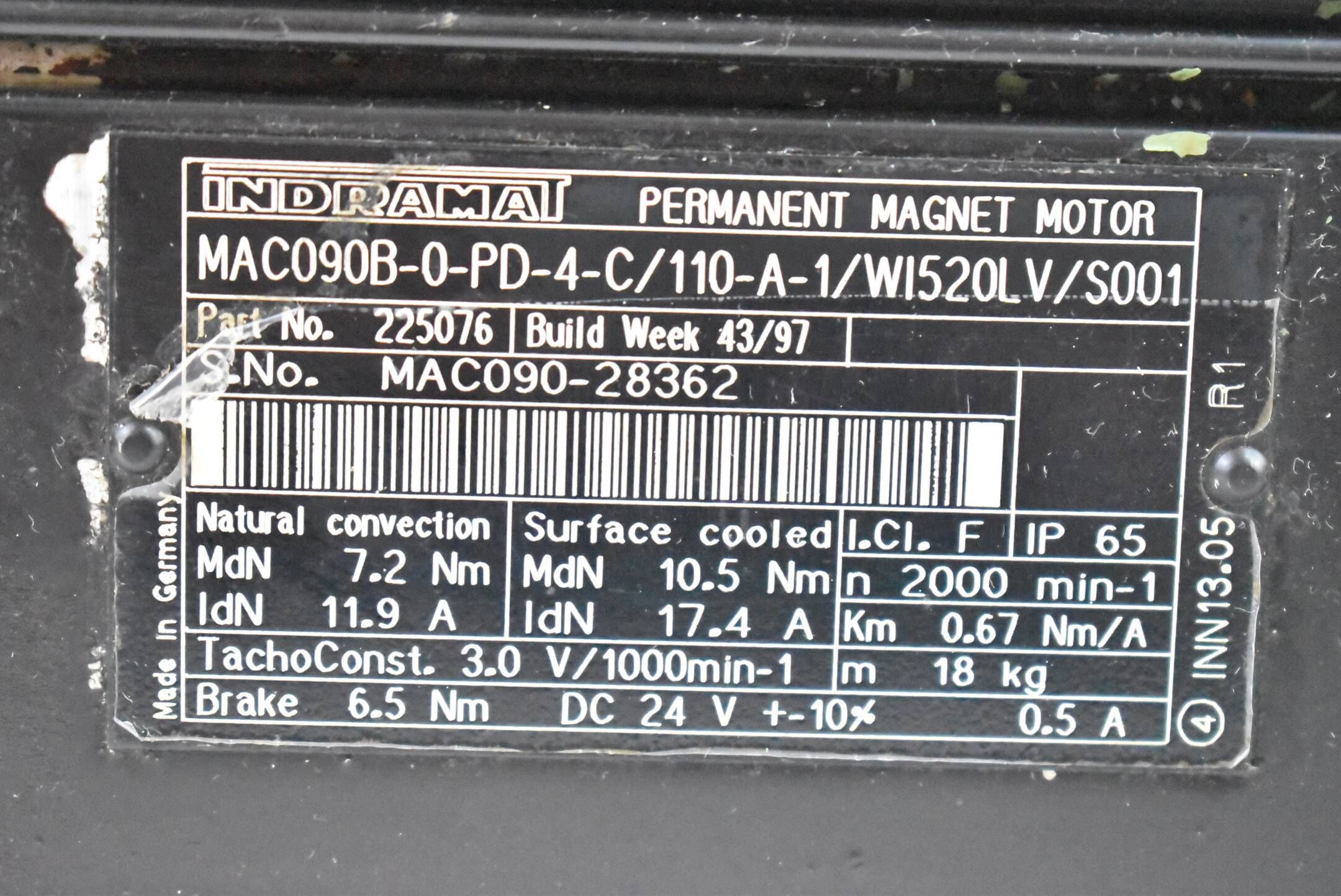 Rexroth Servomotor 7,2Nm 11,9A 2000rpm MAC90B-0-PD-4-C/110-A-1-WI520LV/S001