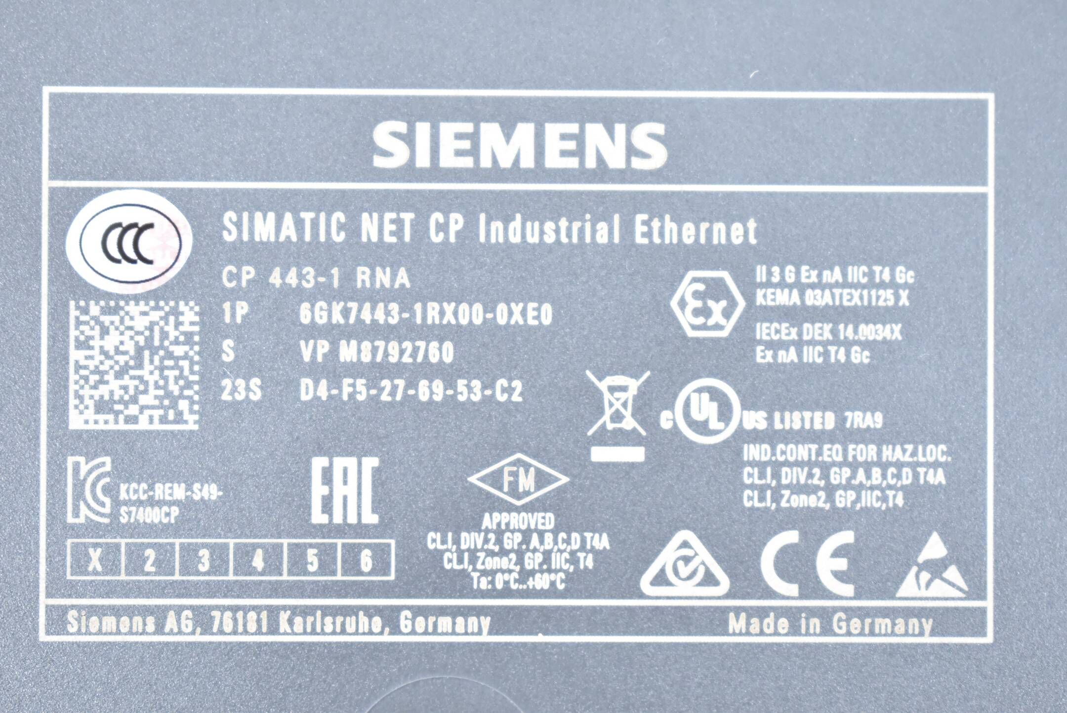 Siemens Simatic NET CP 443-1 RNA 6GK7443-1RX00-0XE0 ( 6GK7 443-1RX00-0XE0 ) E.1