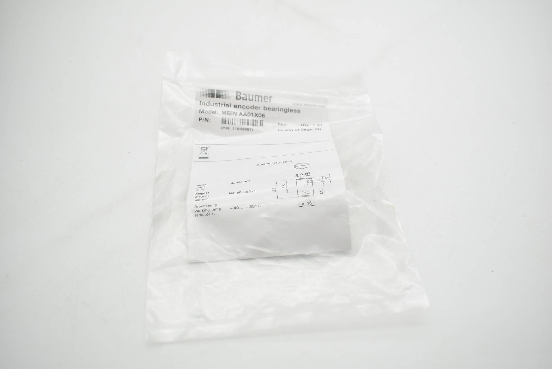 Baumer Industrial encoder bearingless MSFN AA01X06 
