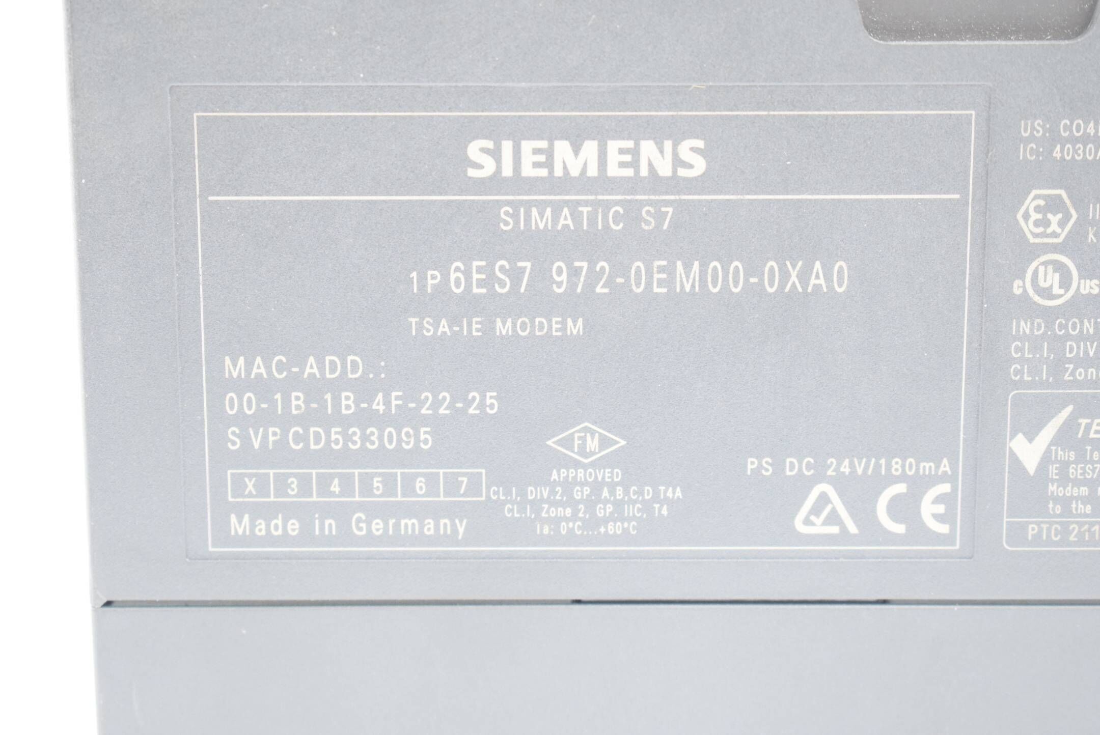 Siemens simatic S7 TSA-IE Modem 6ES7 972-0EM00-0XA0 ( 6ES7972-0EM00-0XA0 ) E2