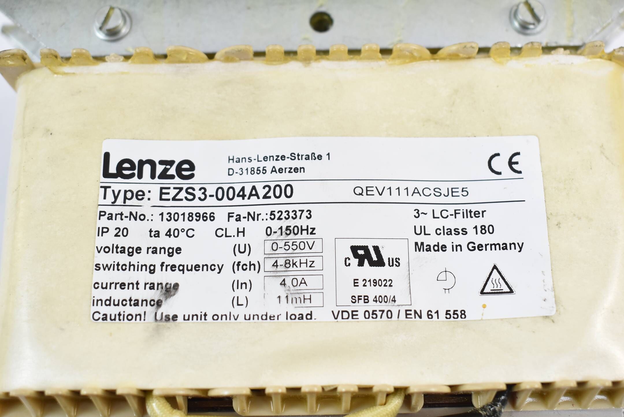 Lenze 3~ LC Filter Sine Filter EZS3-004A200 ( 13018966 )