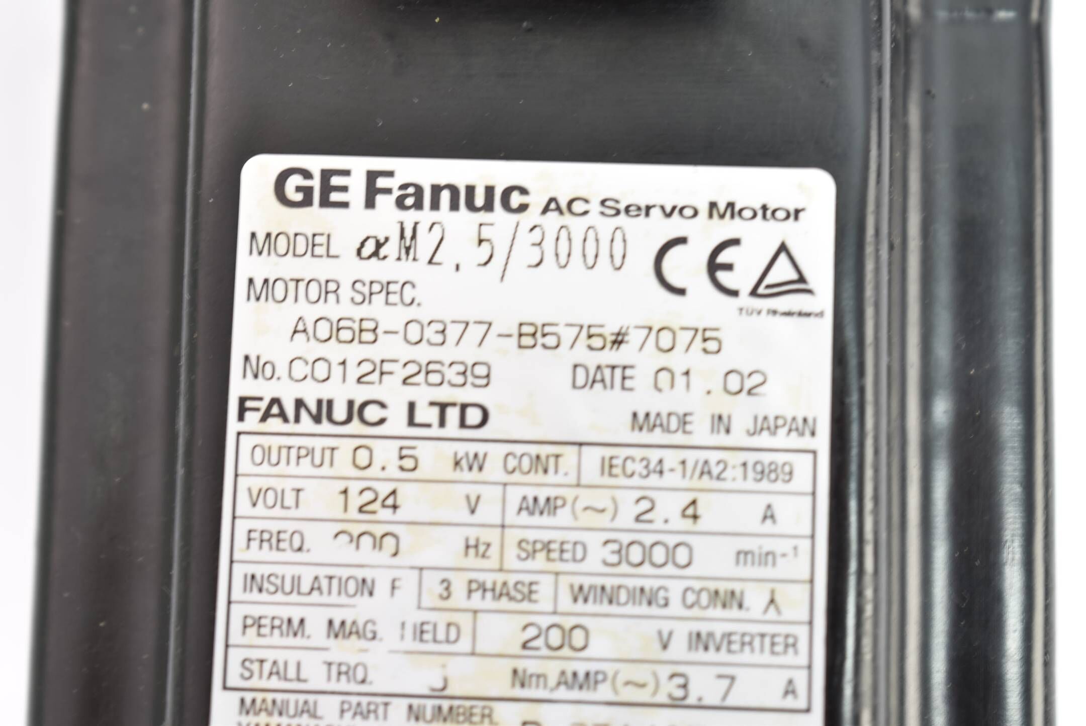 DEFEKT Fanuc LTD AC Servo Motor A06B-0377-B575#7075