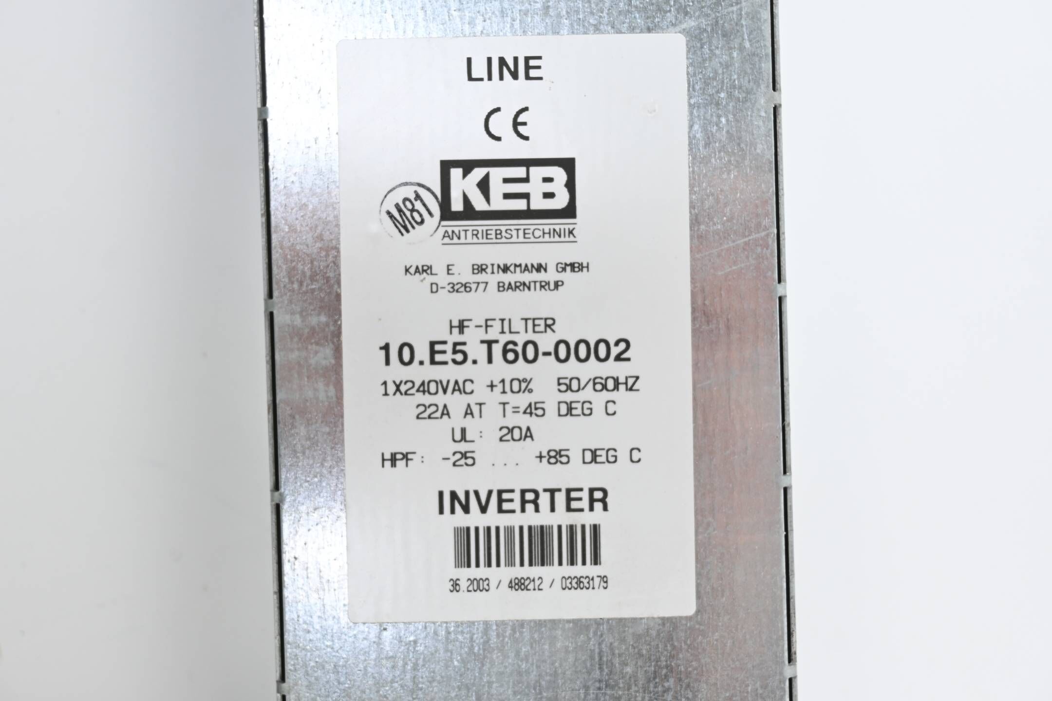 KEB Combivert F5 Frequenzumrichter C2.F5.S1D-23EA inkl. HV-Filter 10.E5.T60-0002