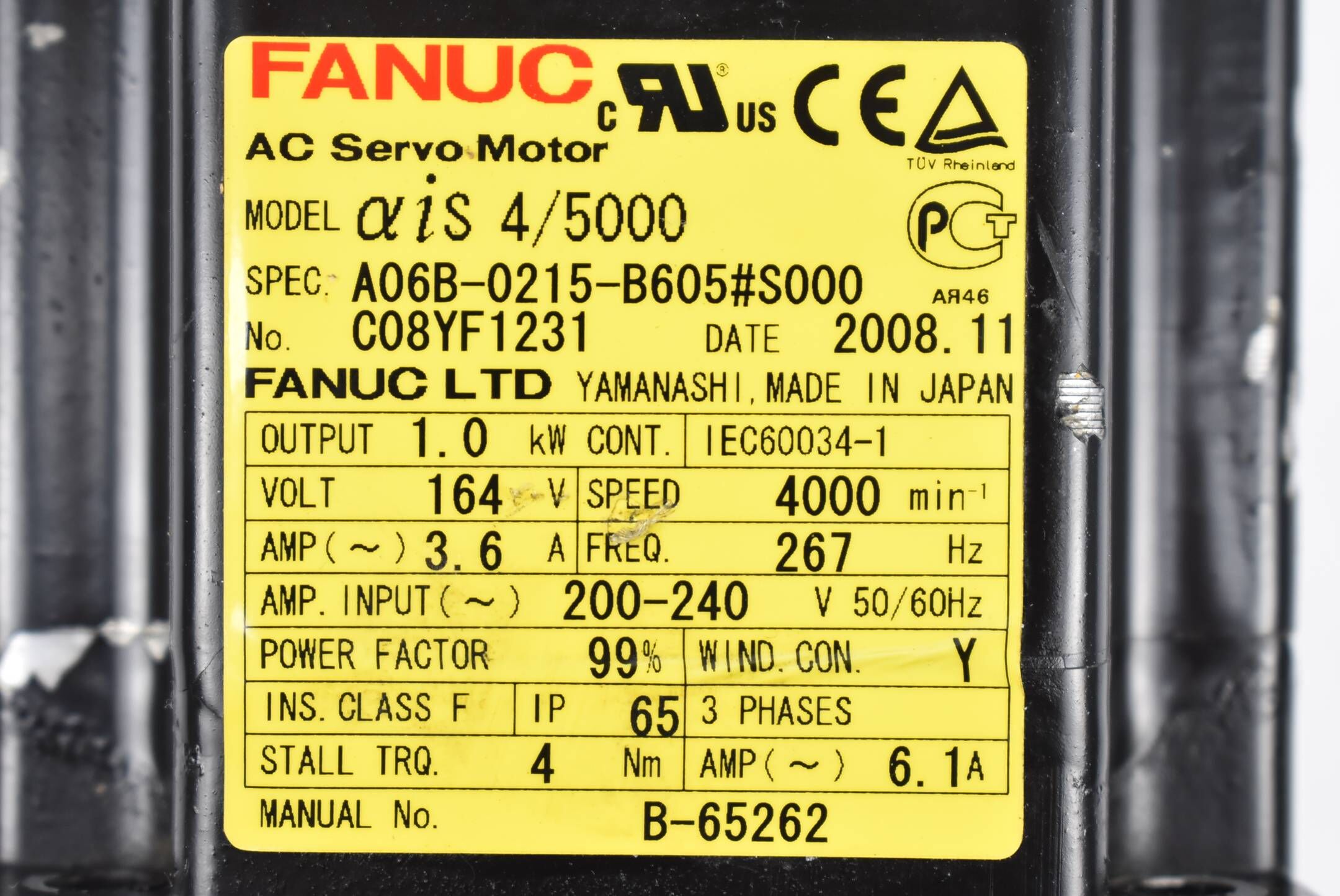 Fanuc aiS 4/5000 AC Servomotor A06B-0215-B605#S000 + Encoder A860-2010-T341