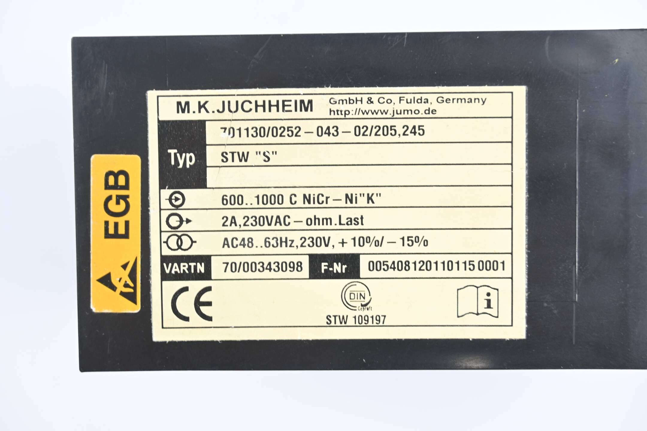 Jumo Temperaturbegrenzer 701130/0252-043-02/205,245