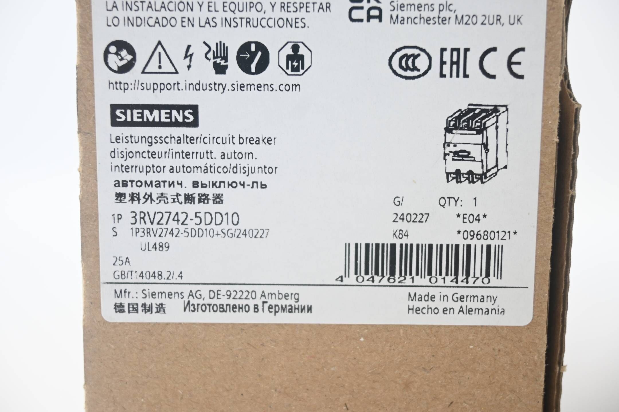 Siemens Sirius Leistungsschalter Bg. S3 3RV2742-5DD10 ( 3RV2 742-5DD10 )