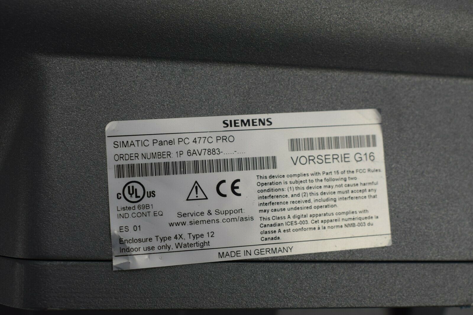 Siemens simatic Panel PC 477C Pro 6AV7883-.....-....