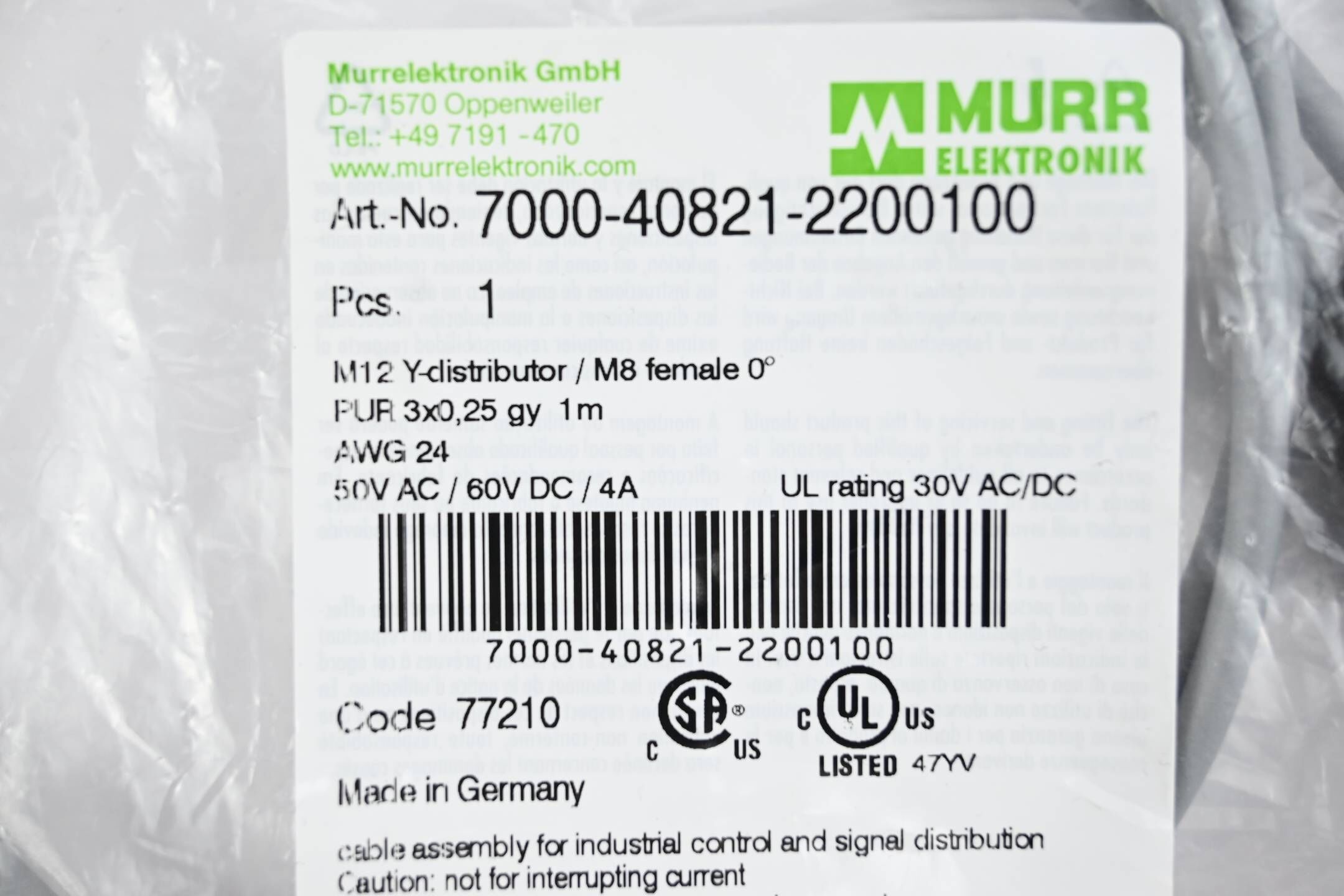 Murr Elektronik Y-Verteiler M12 - M8 ( 7000-40821-2200100 )