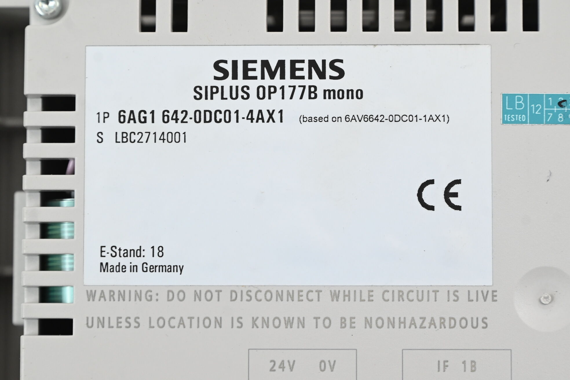Siemens Siplus OP177B mono 6AG1642-0DC01-4AX1 ( 6AG1 642-0DC01-4AX1 ) E18