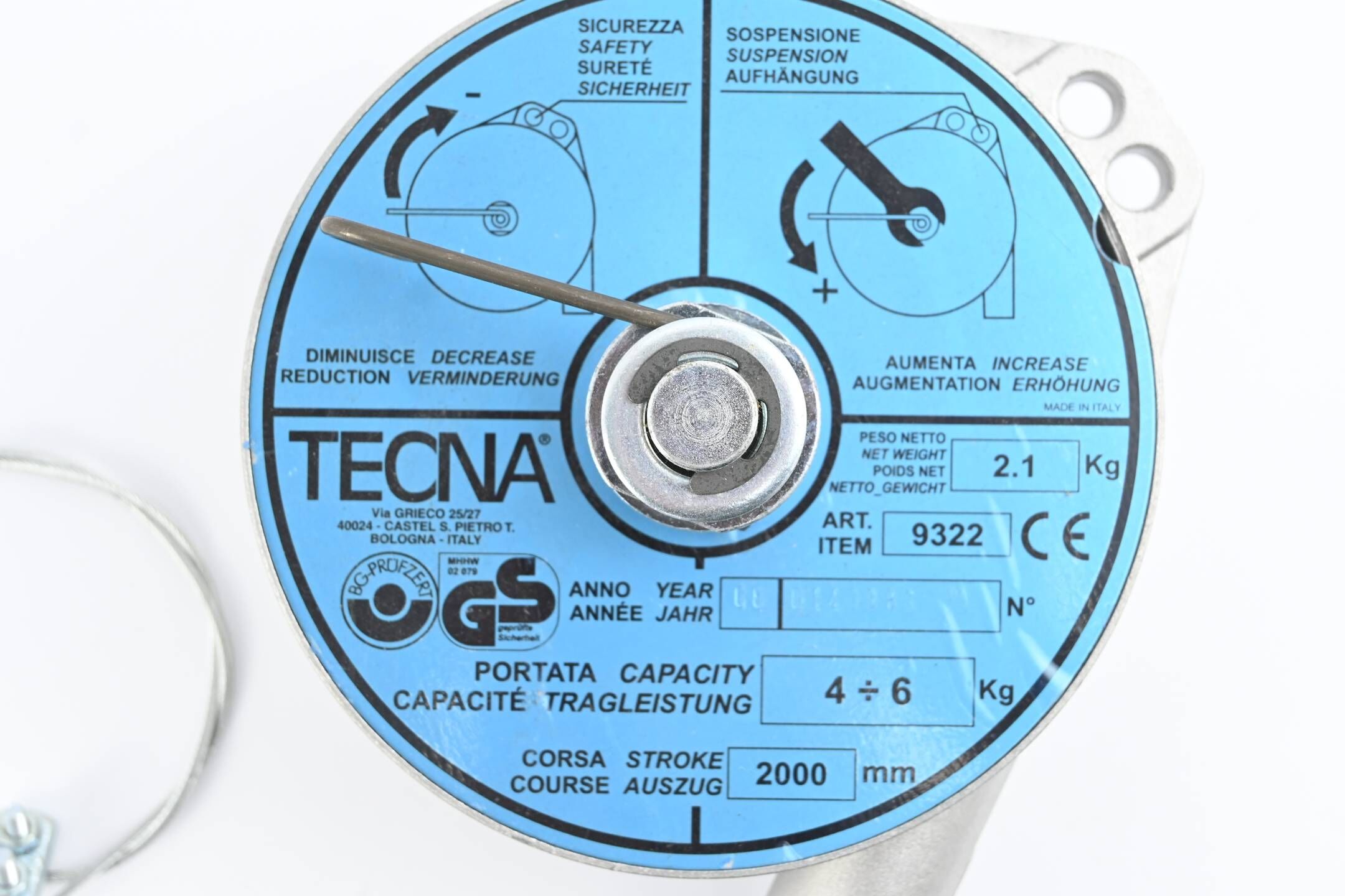 Tecna Federzug 9322 Tragleistung: 4-6kg Seilauszug: 2000mm