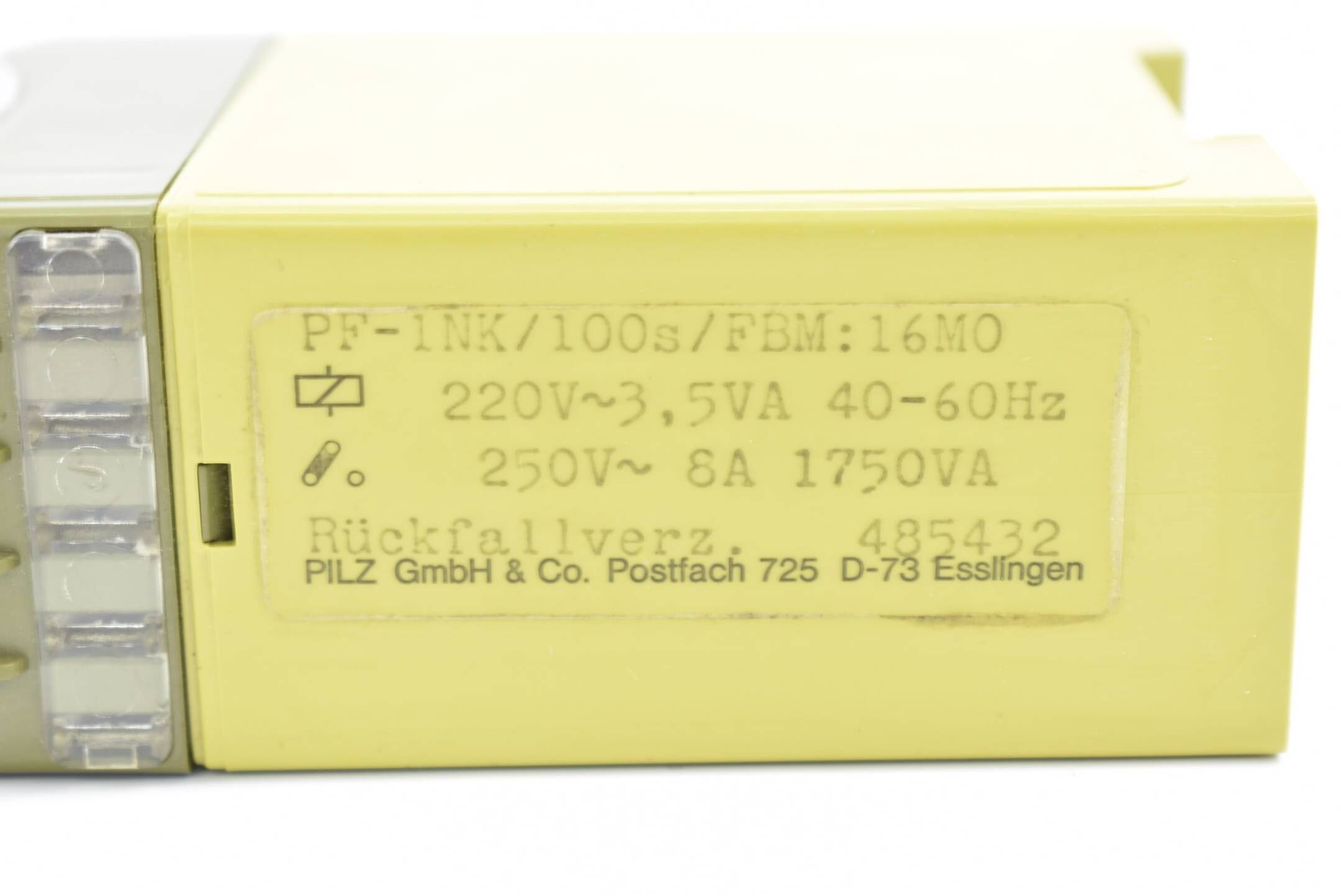 Pilz Zeitrelais 4 Stück PF-1NK/100s/FBM:16M0 ( 485432 )