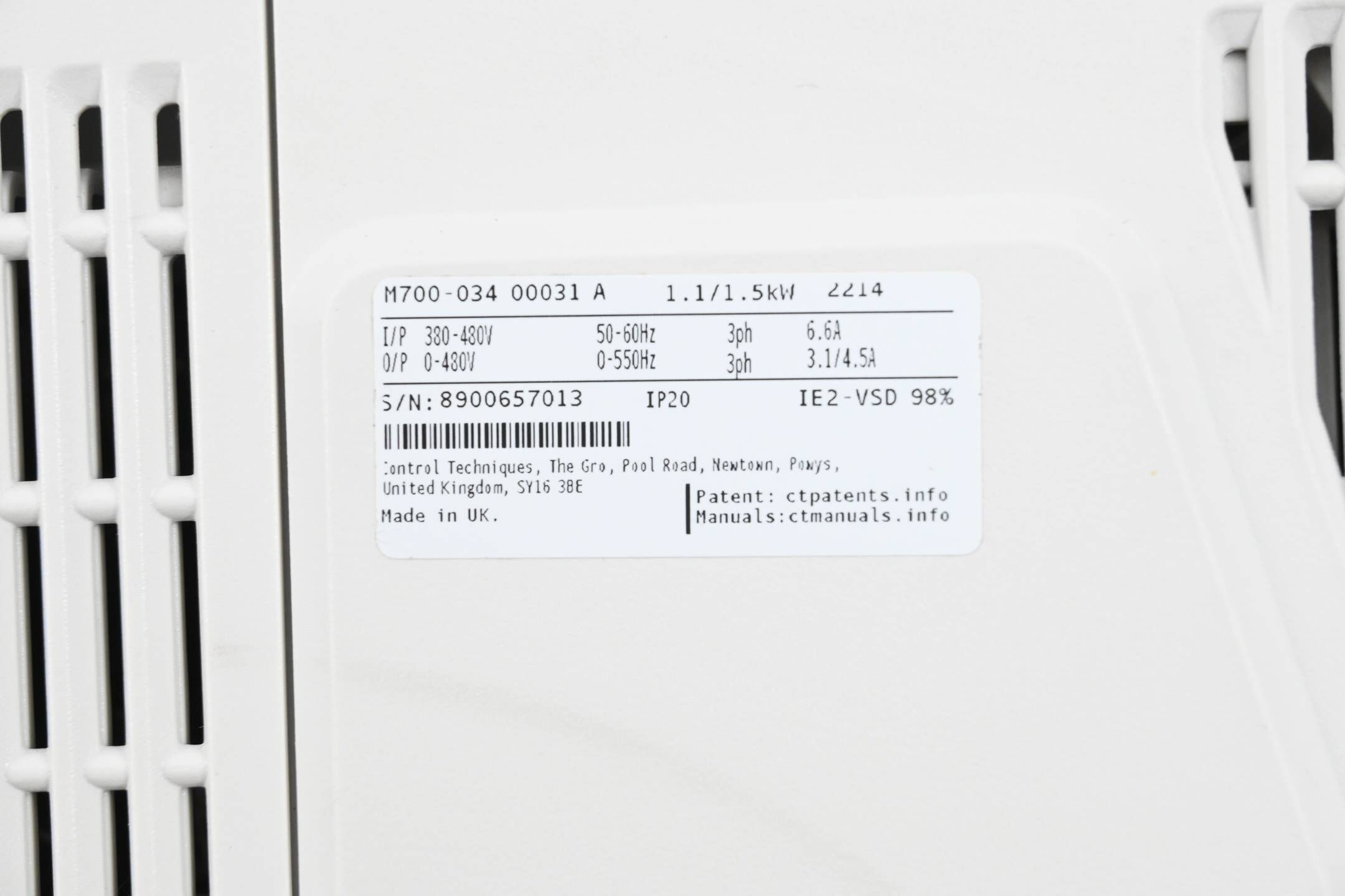 Control Technique Unidrive M700-034 00031 A inkl. Schaffner Filter FS5101-10-07