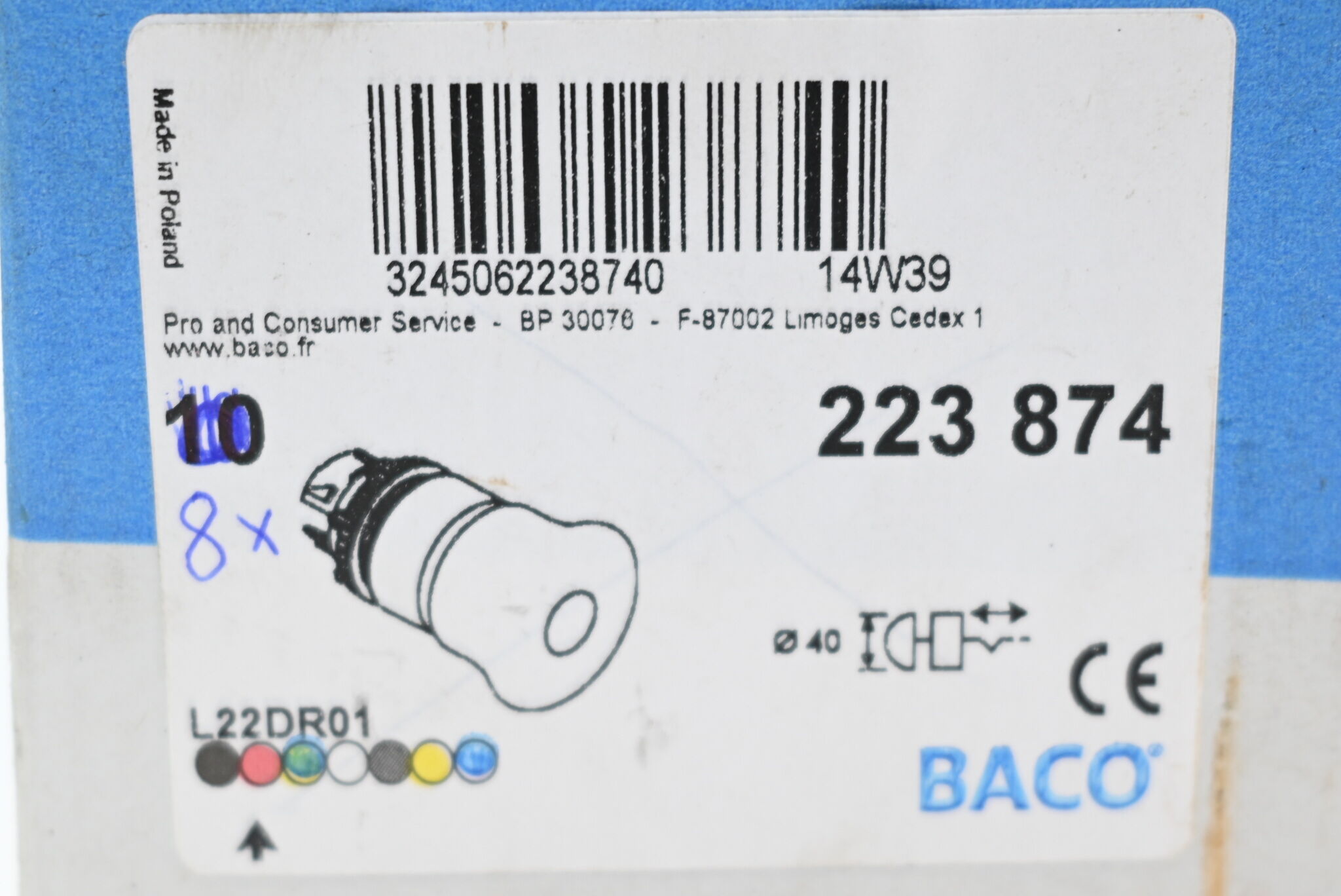 Baco Nor-Aus-Taster L22DR01 ( 223 874 ) 223874 ( VE 8 Stück )