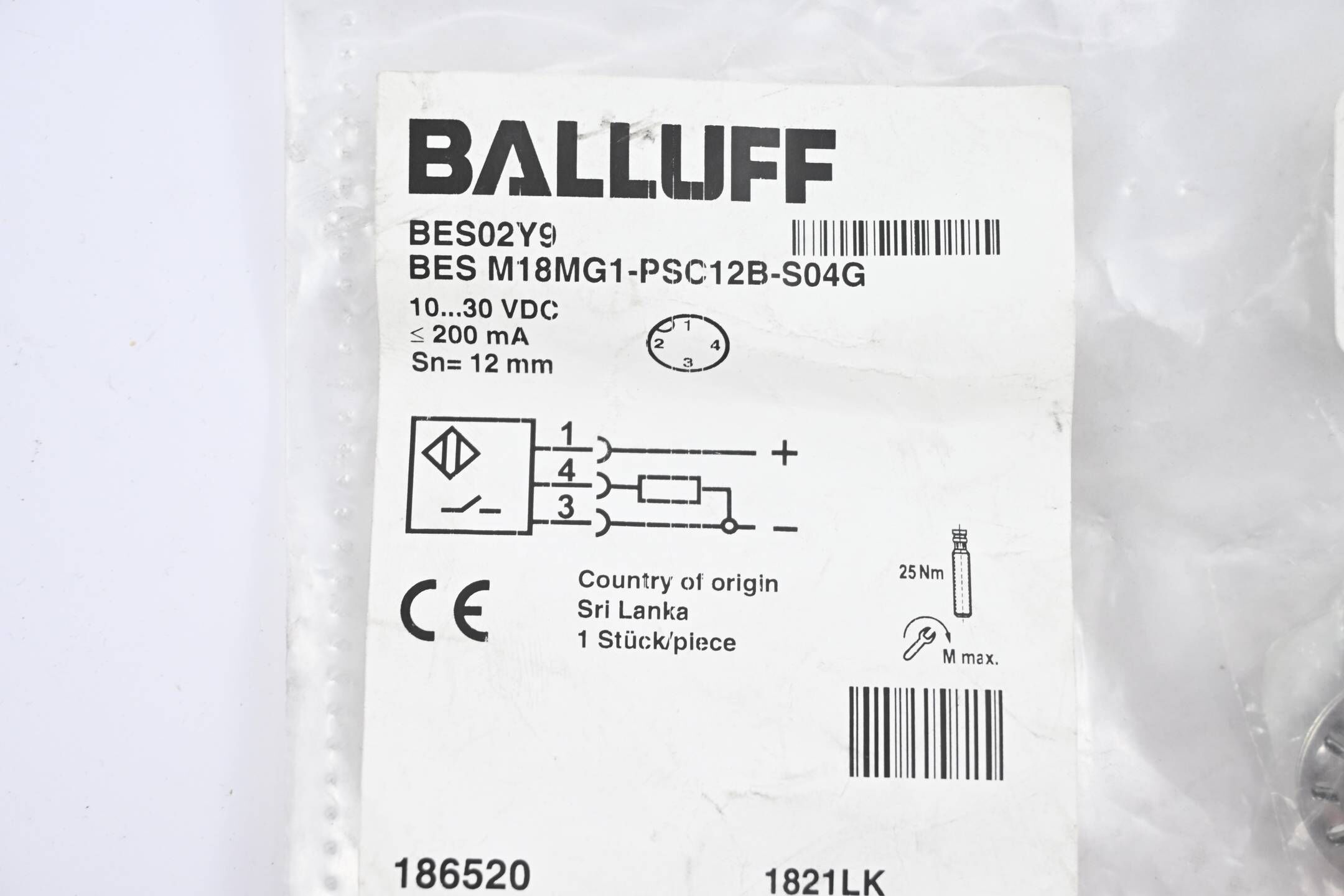 Balluff induktiver Näherungsschalter BES02Y9 ( BES M18MG1-PSC12B-S04G )