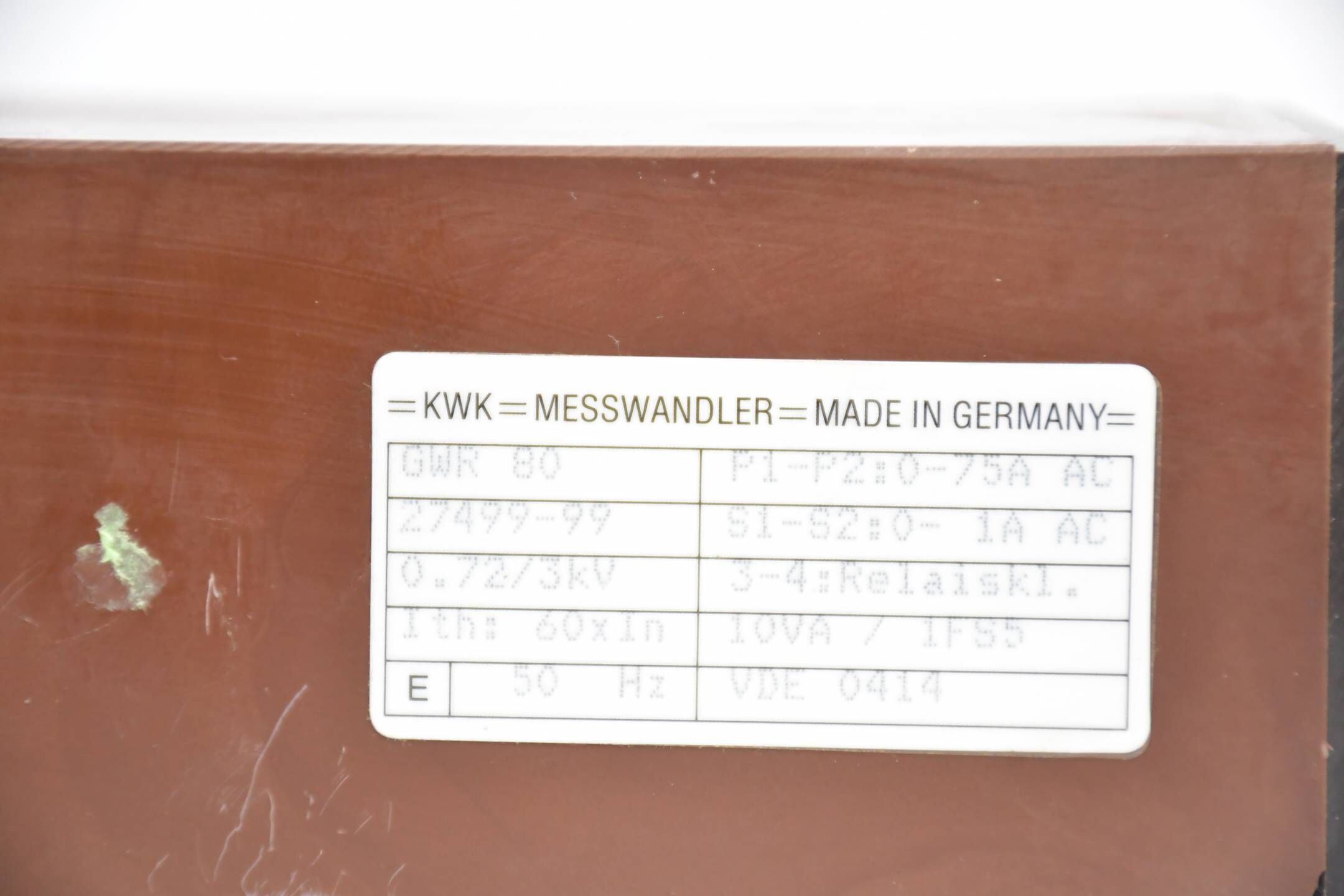 KWK Messwandler 0-75A AC 0,72/3kW GWR-80 ( 27499-99 )