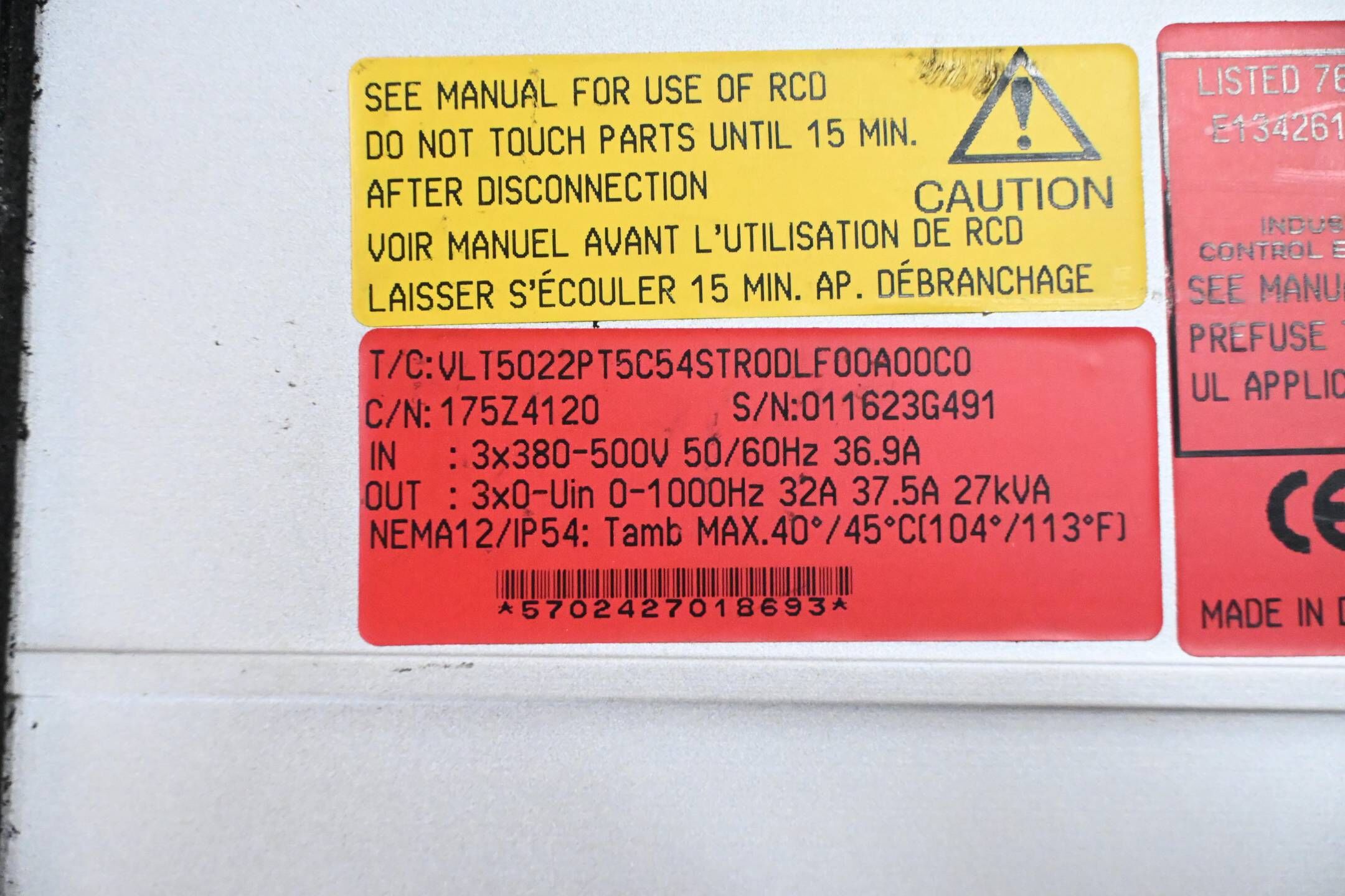 Danfoss Frequenzumrichter VLT5022PT5C54STR0DLF00A00C0 ( 175Z4120 )
