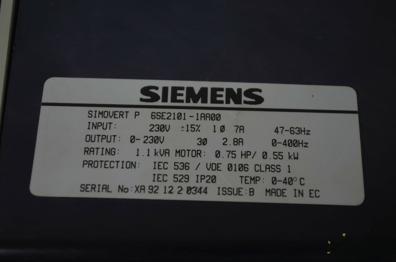 Siemens simovert P 6SE2101-1AA00 ( 6SE2 101-1AA00 )