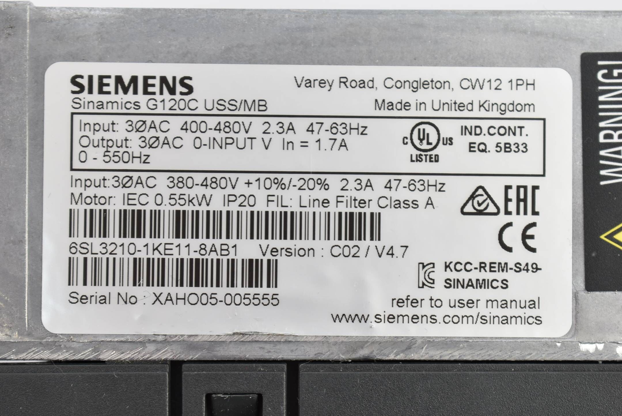 Siemens sinamics G120C 0.55 kW 6SL3210-1KE11-8AB1 ( 6SL3210-1KE11-8AB1 )