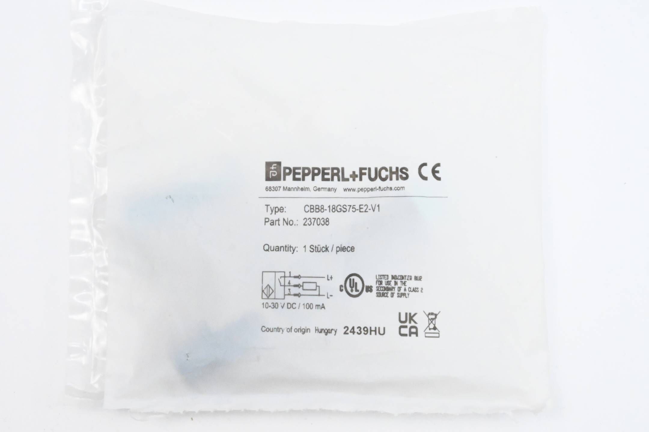 Pepperl + Fuchs CBB8-18GS75-E2-V1 Kapazitiver Näherungsschalter ( 237038 )